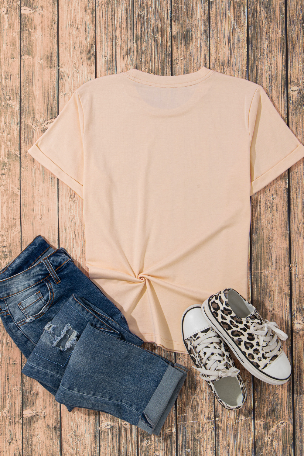 Women's Khaki Sequin Horses Patched Casual Crewneck T-Shirt - Western Graphic Tee - Detail View 9