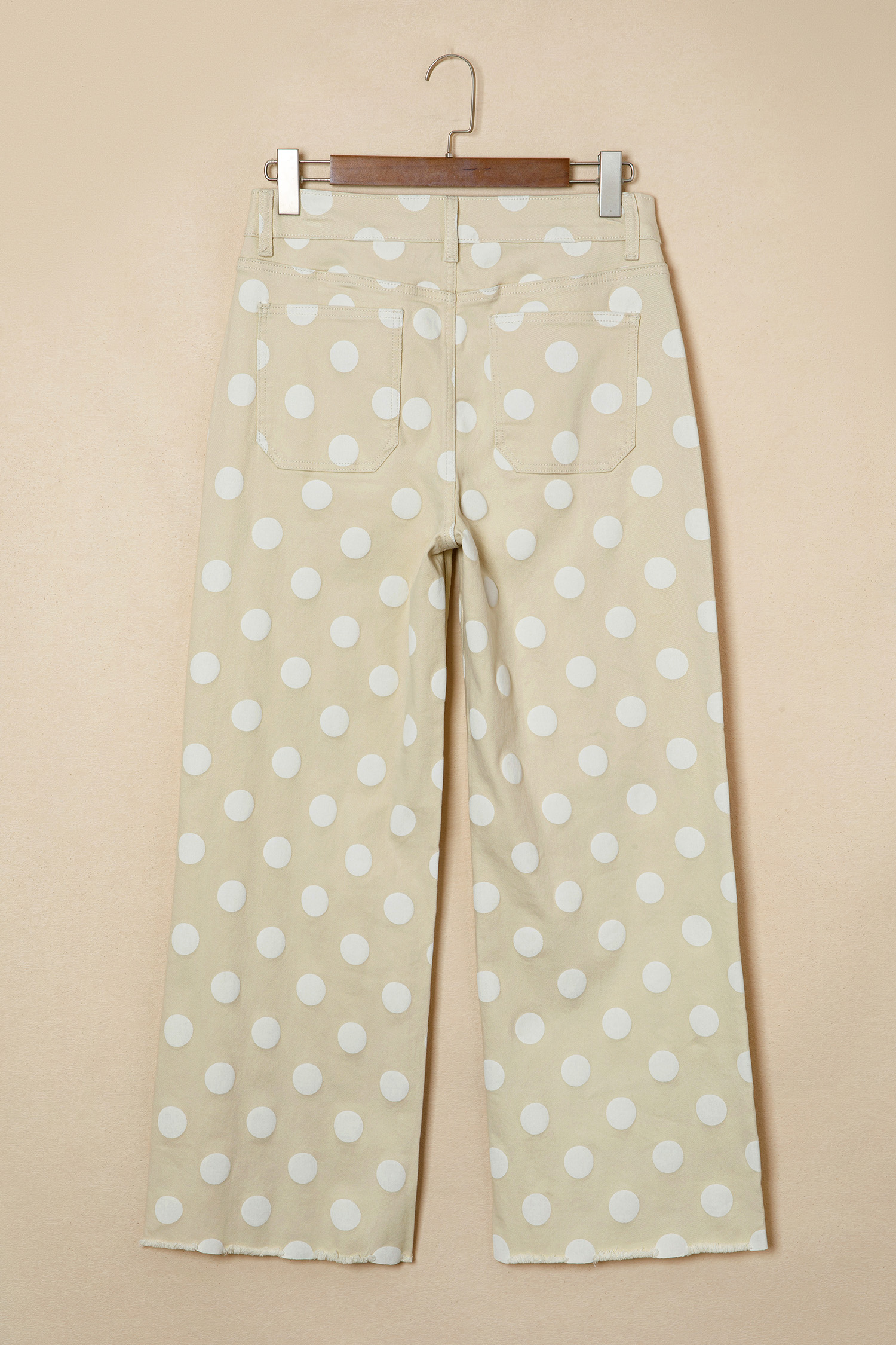 High Waist Polka Dot Shift Jeans for Women – Khaki Denim with Pockets, Versatile Office & Casual Wear Gift - Detail View 5