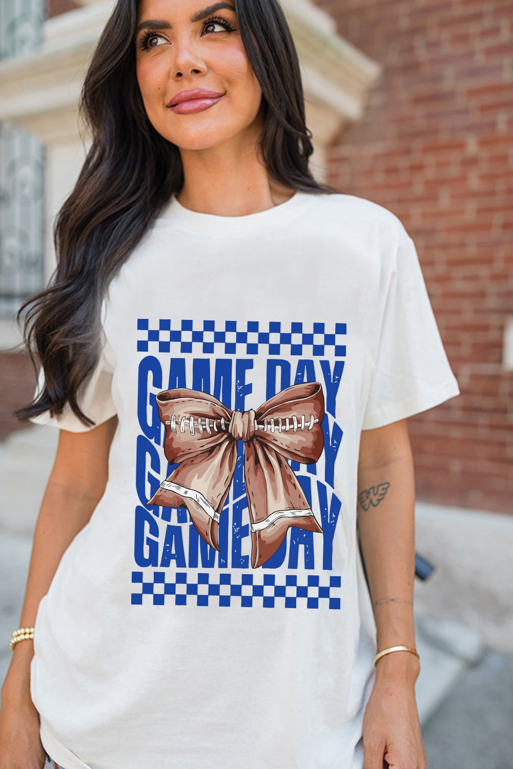 Feminine Flair White Graphic T-Shirt - Perfect for Game Day & Casual Outfits - Detail View 3