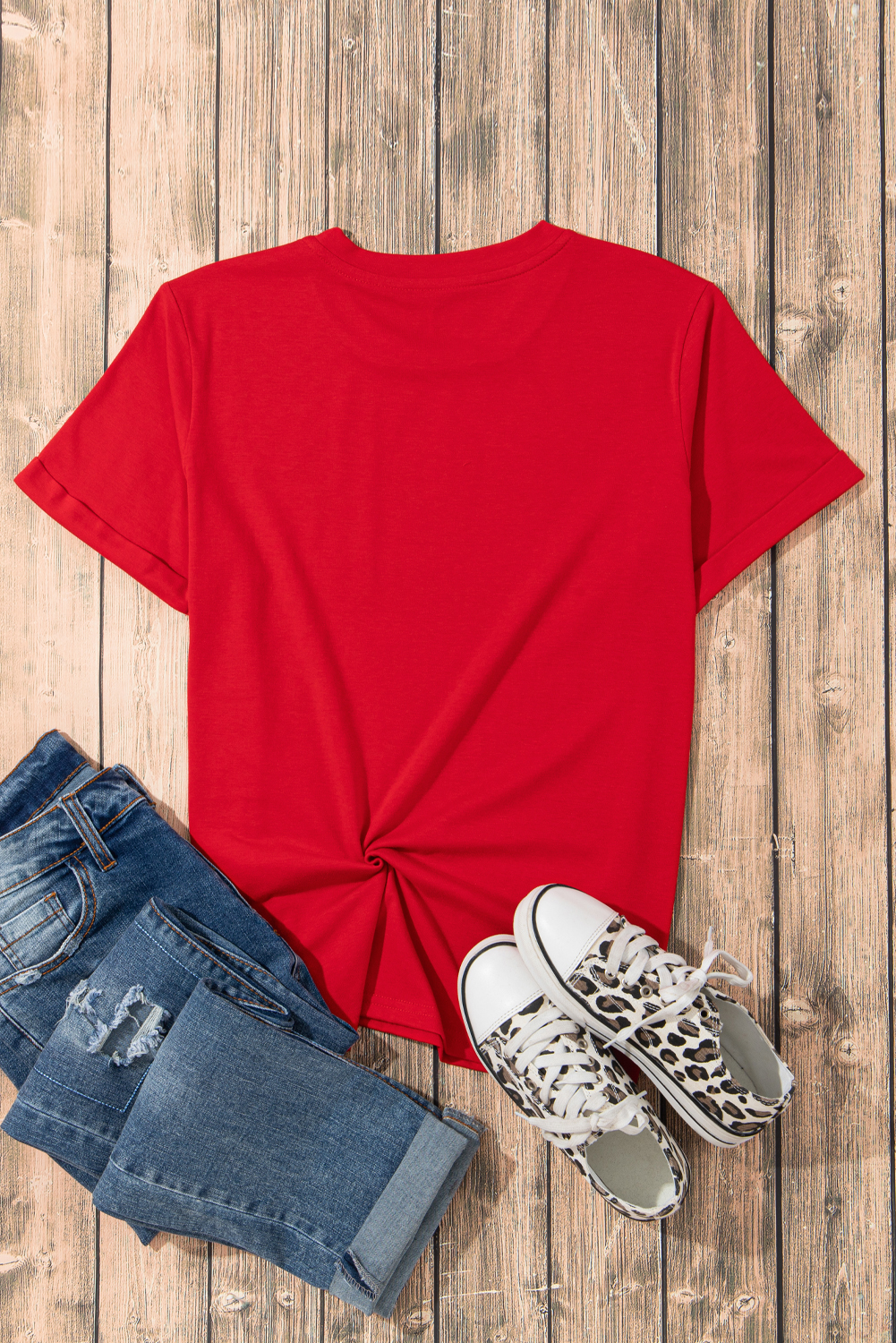 Women's Red Checkered Game Day Graphic T-Shirt - School Spirit Tee - Detail View 9