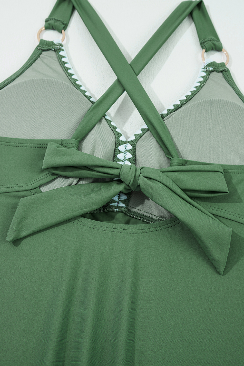 Sexy Two-Piece Tankini for Women – Knot Back Straps & Ricrac Trim, Floral Summer Swimwear - Detail View 17