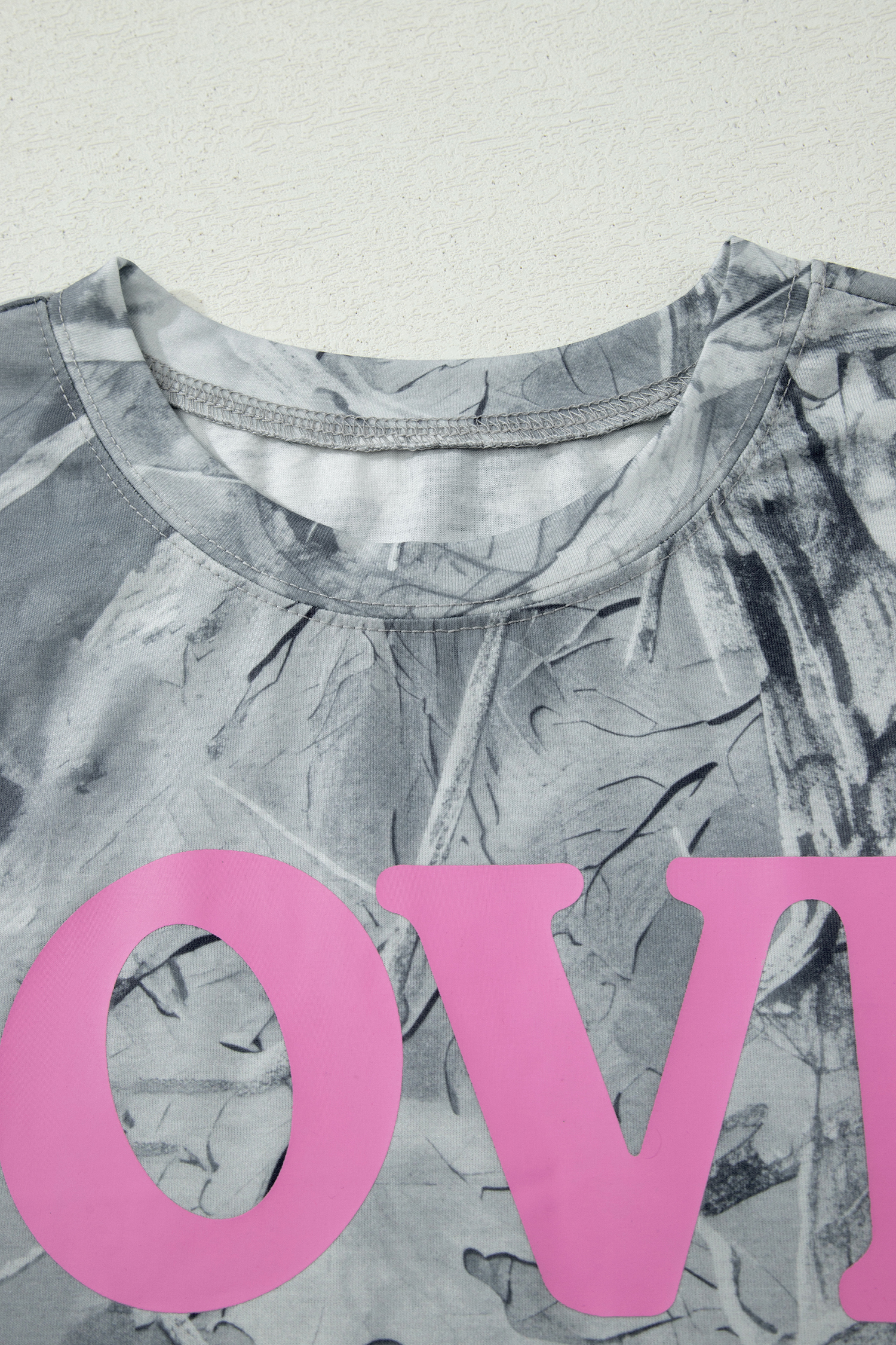 Women's Pink Camo Woodland Letter Print T-Shirt – Casual Short Sleeve Round Neck Shift Tee - Detail View 10