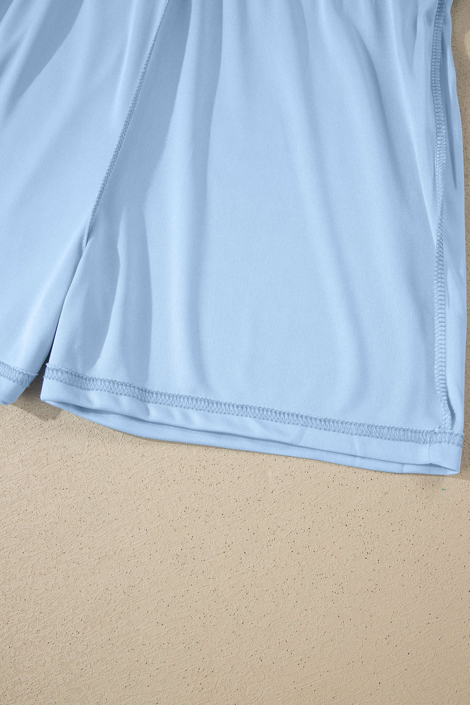 Women's Sky Blue Athleisure Set – Ribbed V-Neck Pullover & High Waist Mini Skort for Sporty Daily Wear - Detail View 10