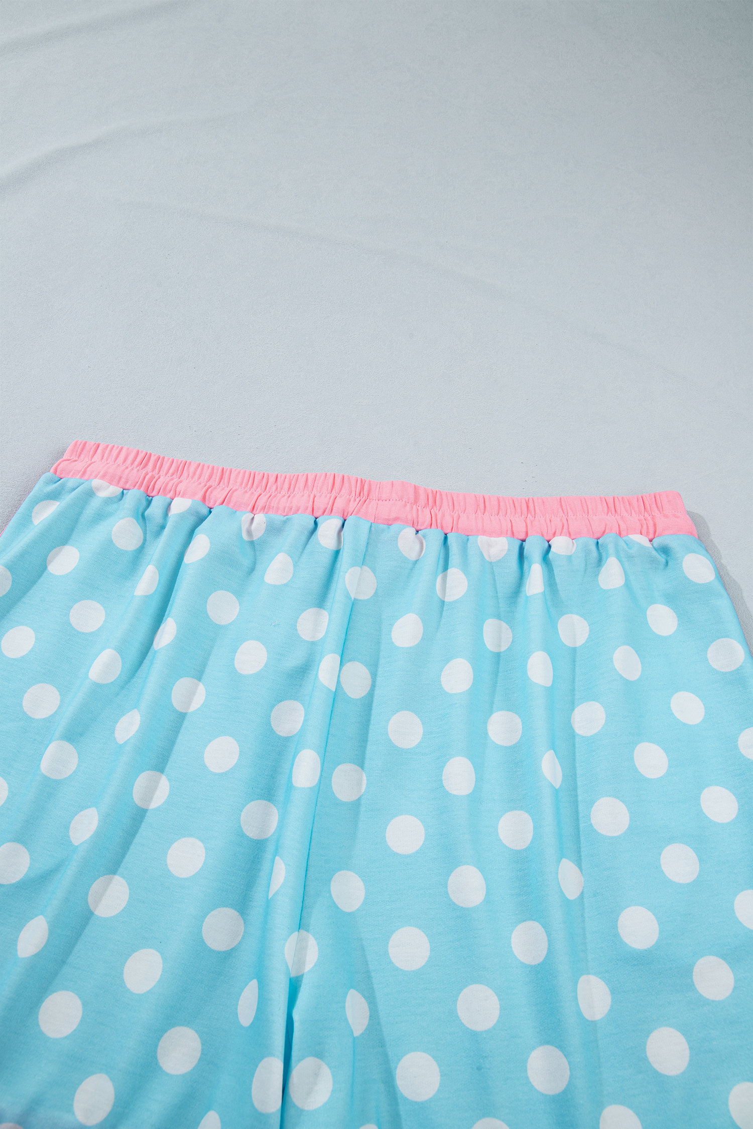 Women's Polka Dot Active Short Set – Sky Blue Color Block Trim Two-Piece Casual Wear - Detail View 14
