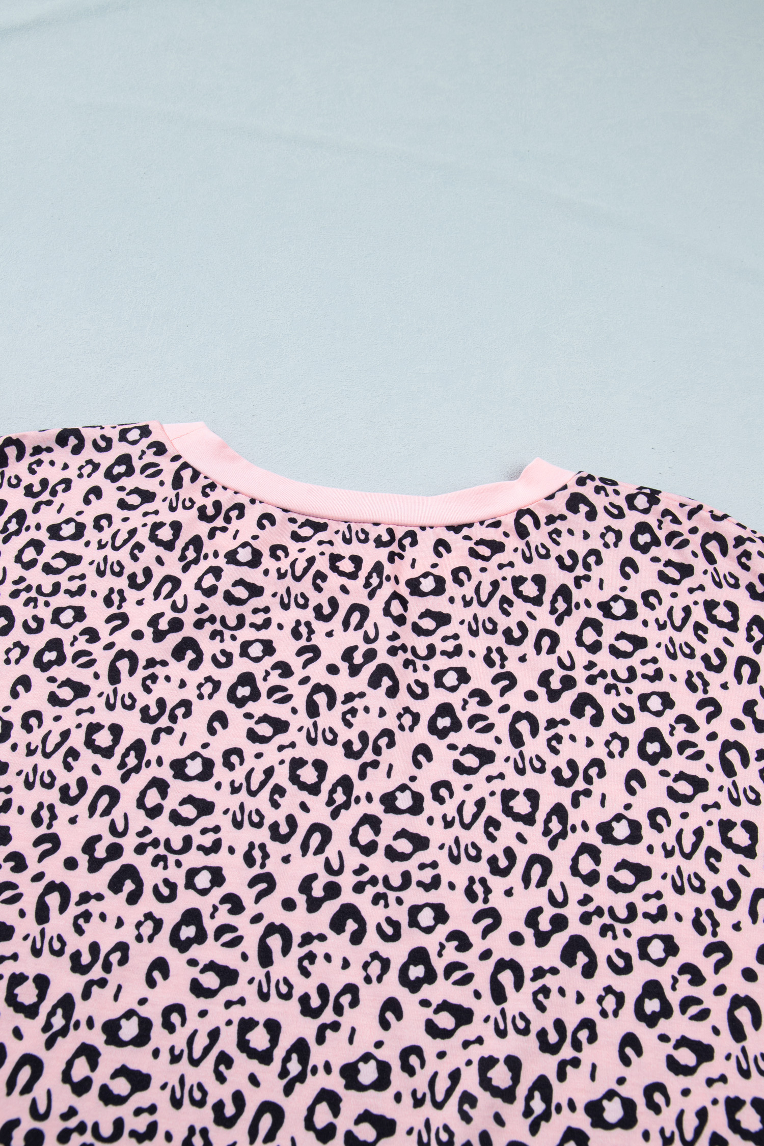 Casual Pink Leopard Striped T-Shirt for Women – Comfortable Round Neck Shift Tee - Detail View 5