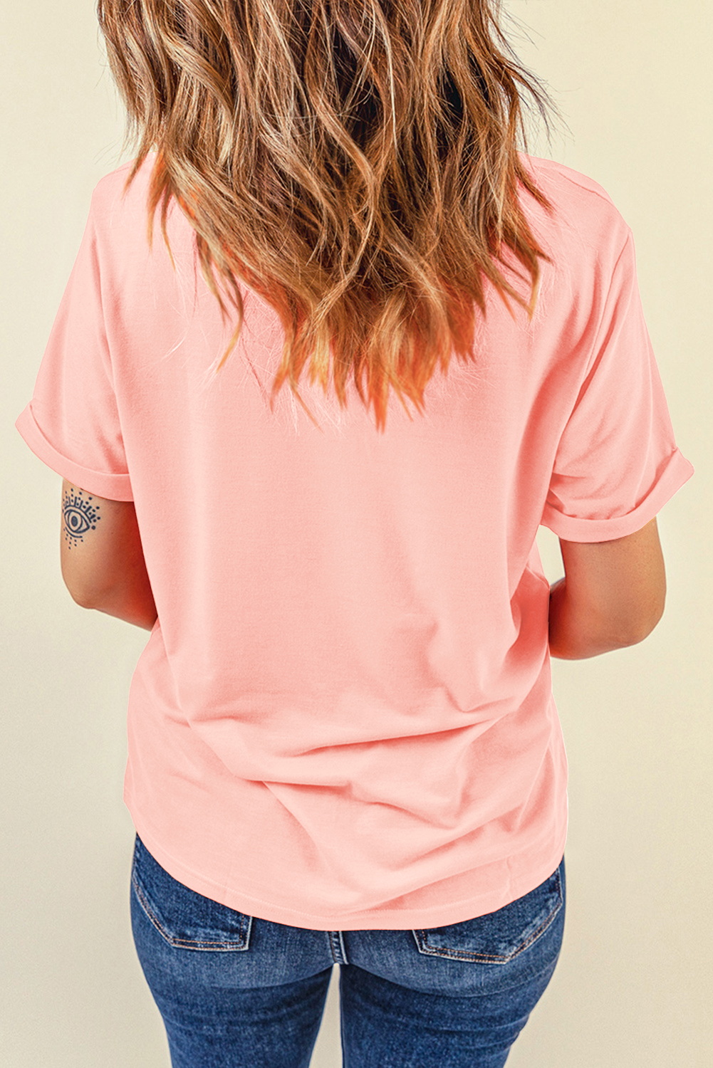 Women's Graphic T-Shirt, Pink T-Shirt, Flower Market Print, Crewneck Tee, Casual Style, Summer Wear, Relaxed Fit, Daily Outfit, Short Sleeve, Floral Design, Comfortable, Trendy, Tops - Detail View 8