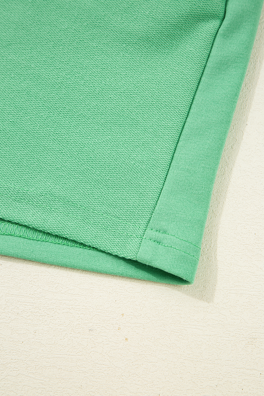 Mint Green Plus Size V Neck Tee and Patched Pocket Drawstring Shorts Set - Detail View 9