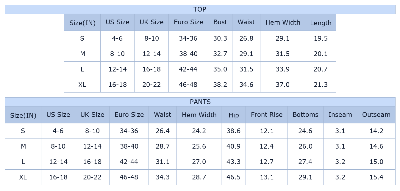 Women's Sky Blue 2 Piece Outfit – Slim Tank Top and High Waist Shorts for Active Wear - Size Chart & Details