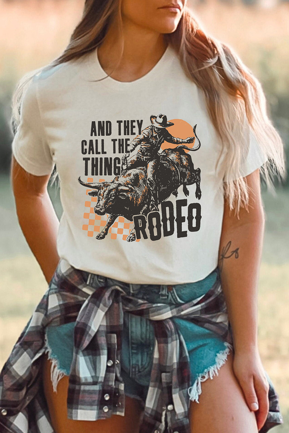 Casual Western-Inspired Graphic T-Shirt with Bold Rodeo Print - Detail View 2