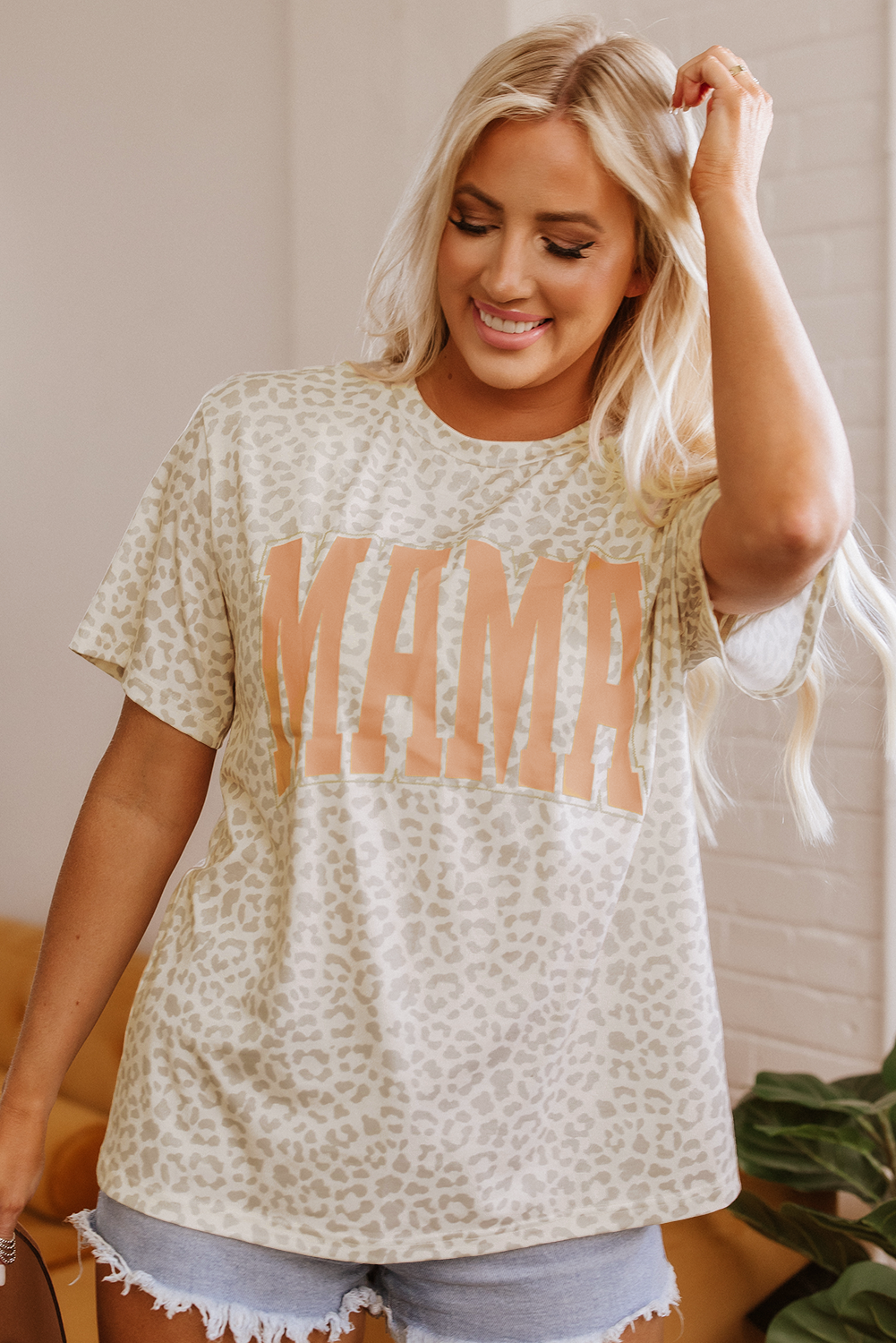 Stylish Leopard Print MAMA Tee - Perfect for Summer Outings and Lounging - Detail View 6