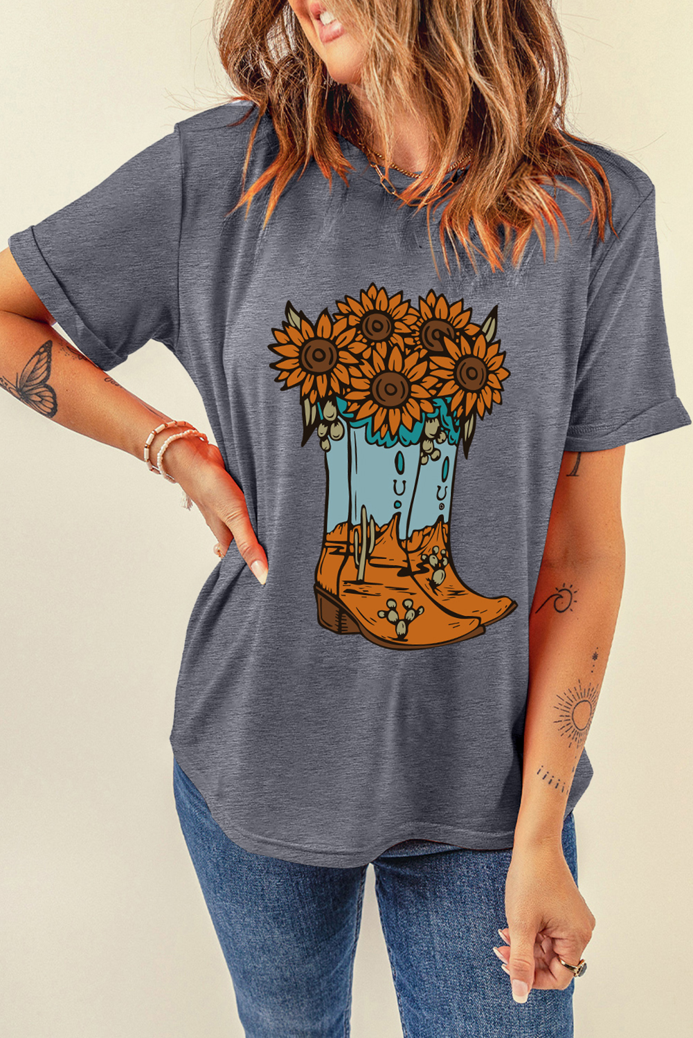 Comfy Short Sleeve Western Graphic Tee - Perfect for Daily Summer Wear - Detail View 7