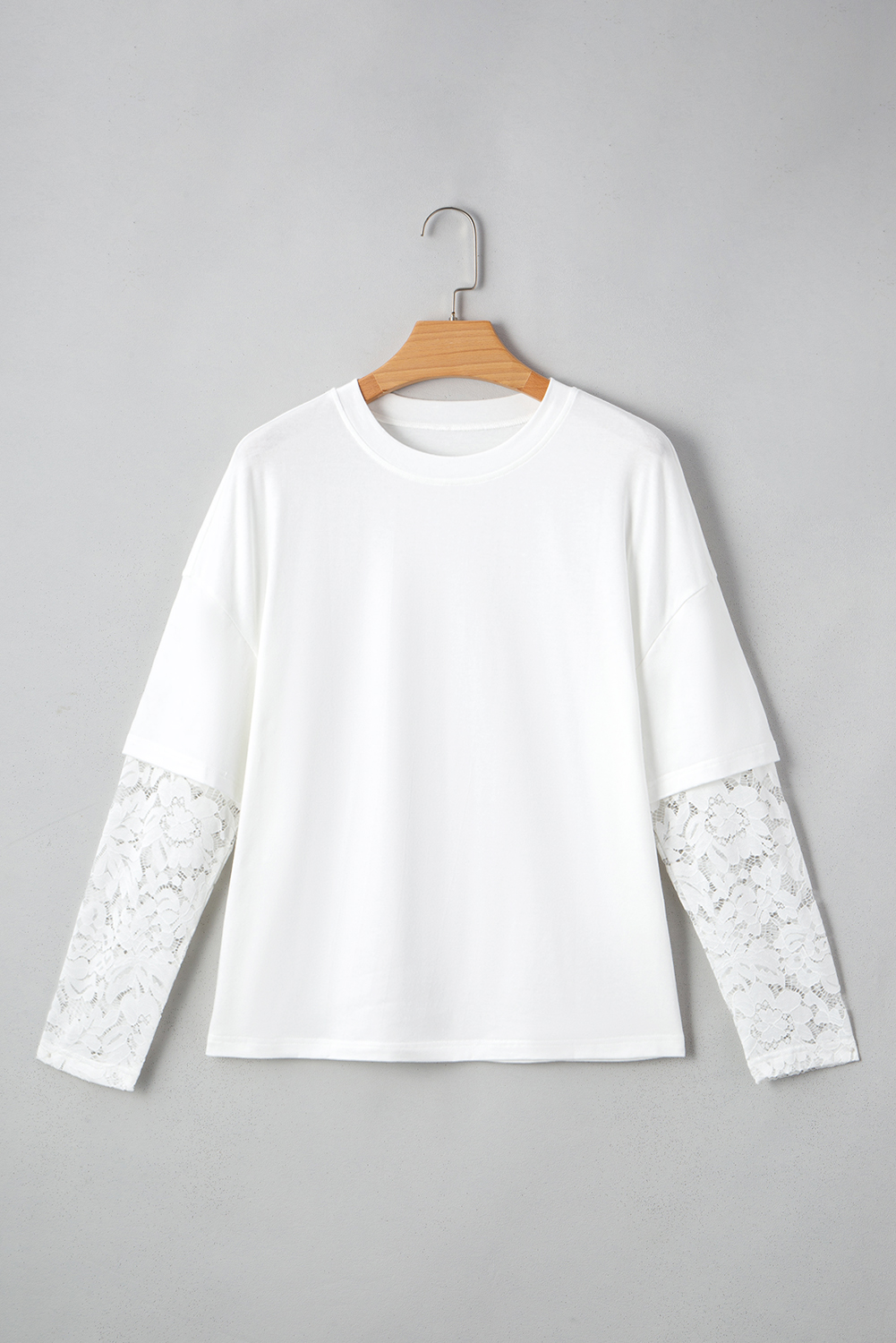 Elegant White Tee with Lace Detail - Perfect for Day to Night Transition - Detail View 6