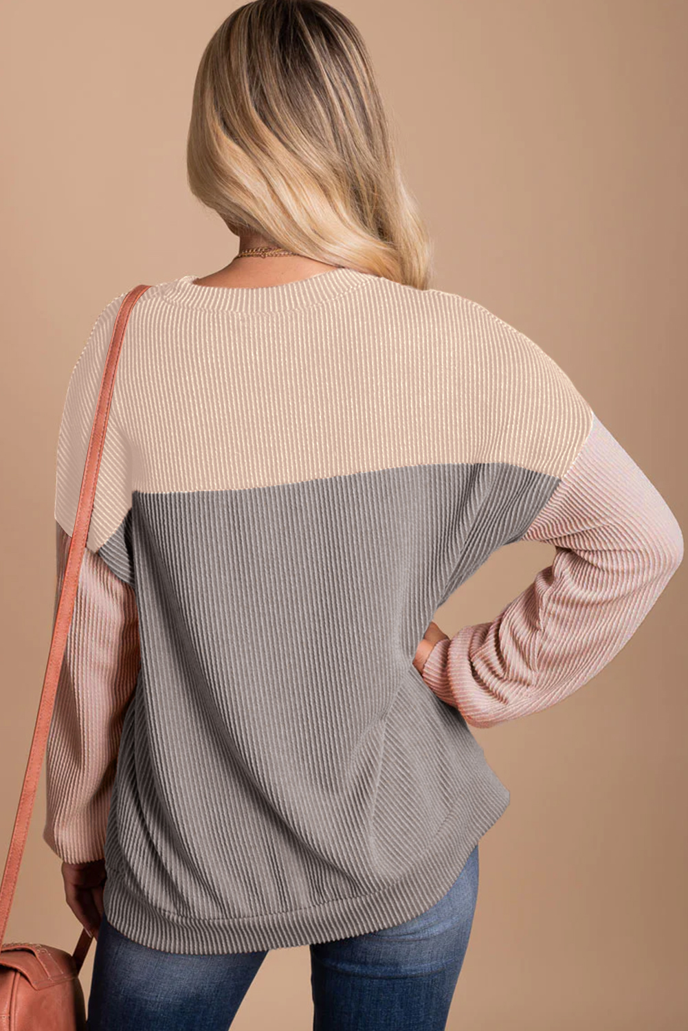 Casual Ribbed Loose Top for Women - Perfect for Daily Wear in Cooler Weather - Detail View 3
