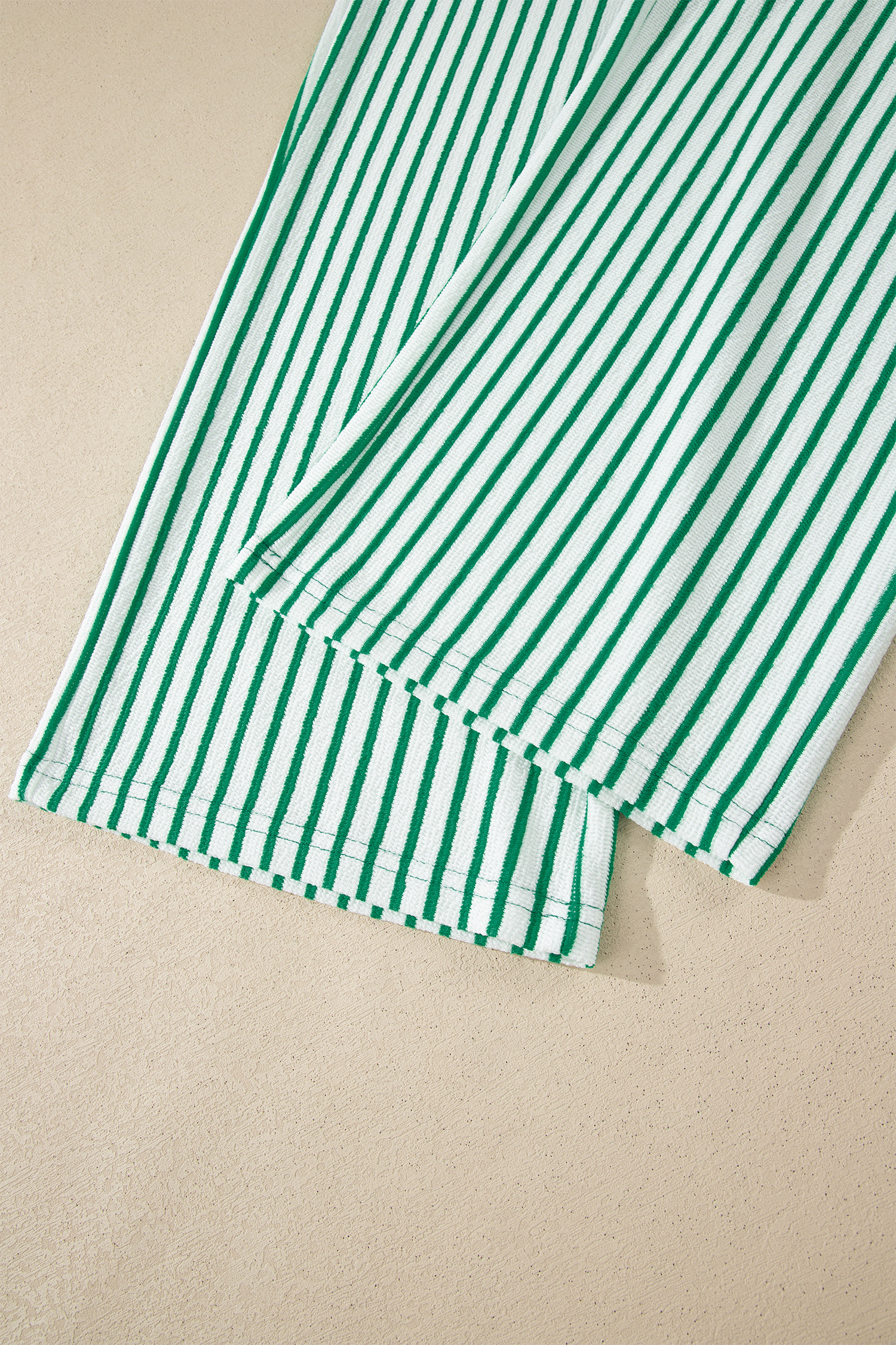 Casual Striped Lounge Set for Women – Comfortable Round Neck Tee & Adjustable Drawstring Pants - Detail View 9
