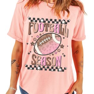 Women's Pink FOOTBALL SEASON Graphic Game Day T-Shirt - Team Spirit Style - Main View