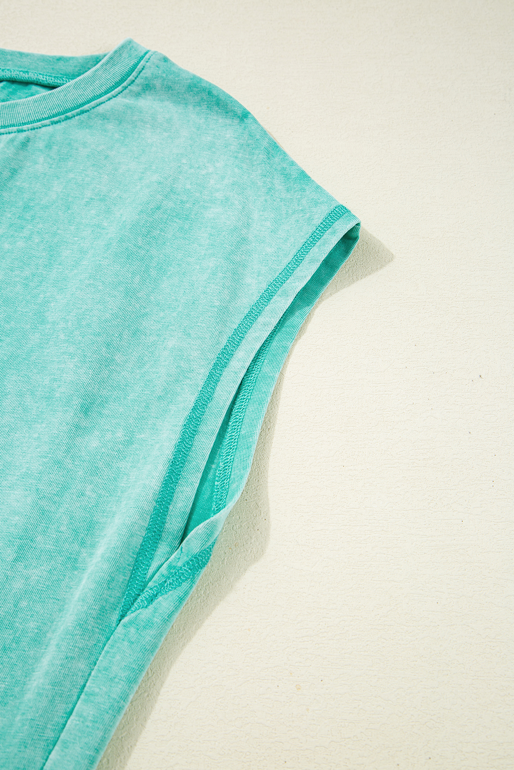 Women's Clearly Aqua Mineral Wash Pocketed T-Shirt Long Dress with Side Slits - Detail View 9