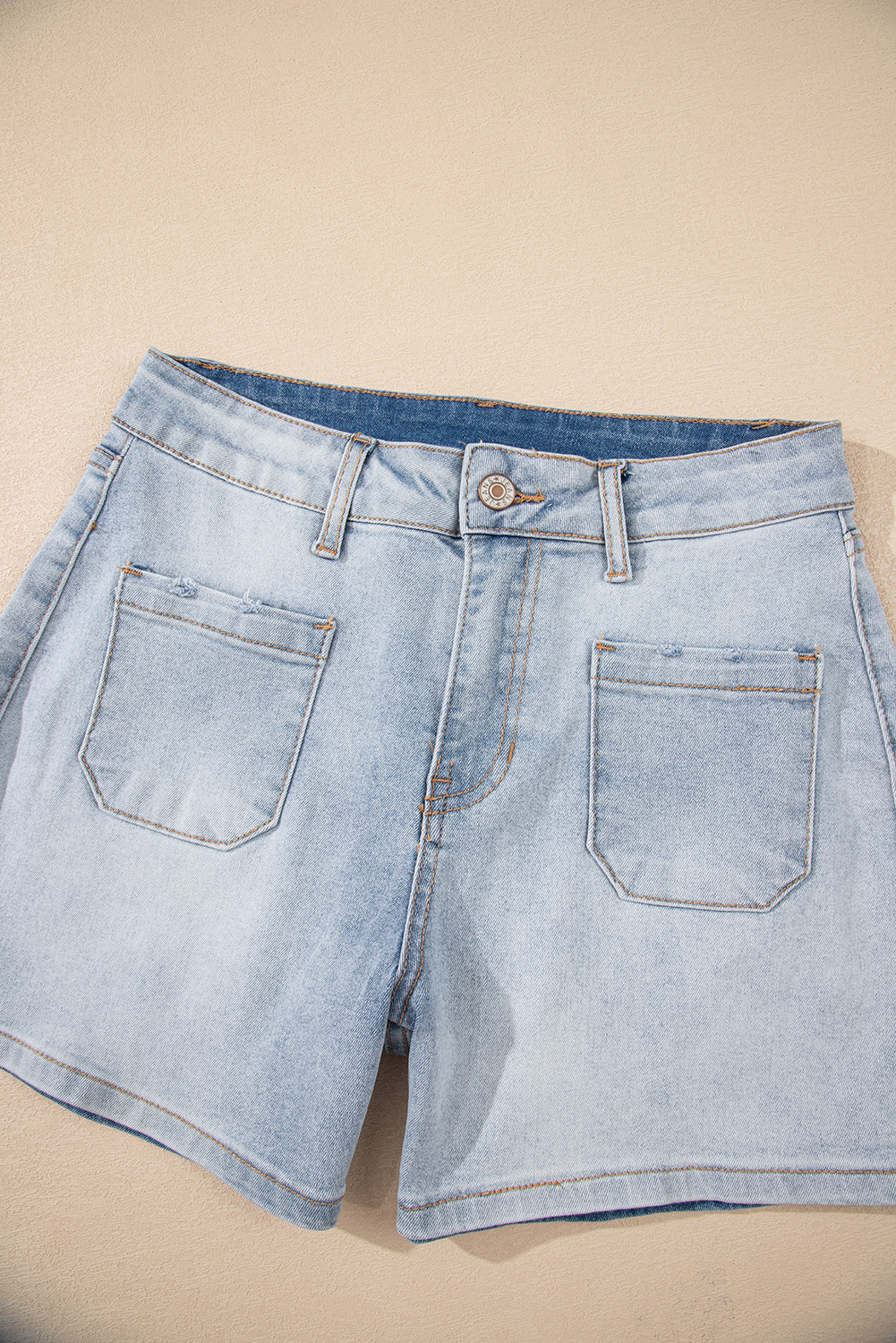 Versatile High Rise Denim Shorts for Women - Breathable and Elastic Fabric - Detail View 6