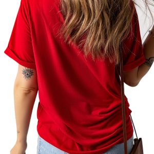 Women's Red PARTY in the USA Printed Independence Day T-Shirt - Celebrate Freedom - Main View