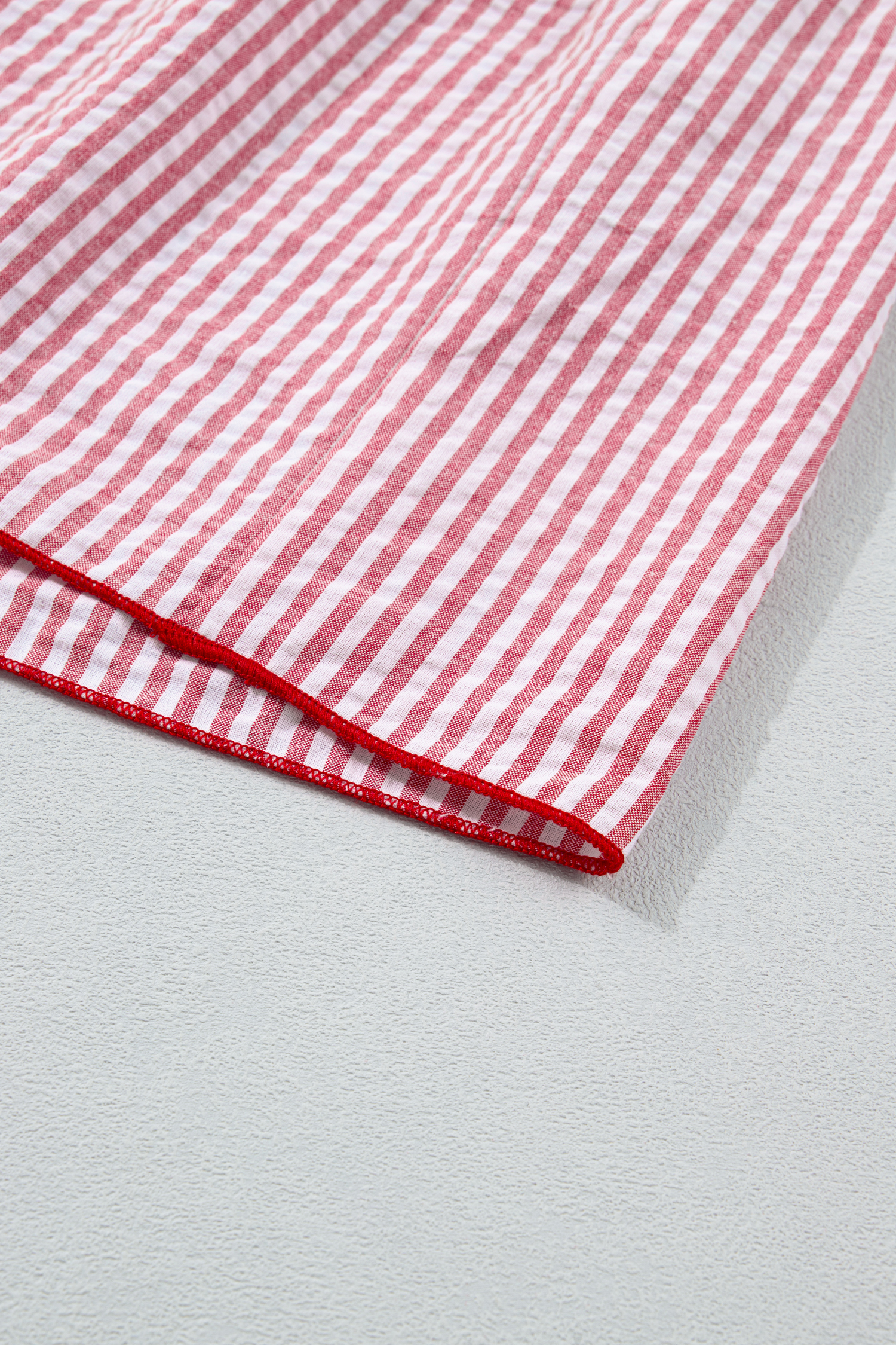 Women's Red Striped Maxi Dress – Sleeveless High Waist A-Line Summer Vacation Outfit - Detail View 10
