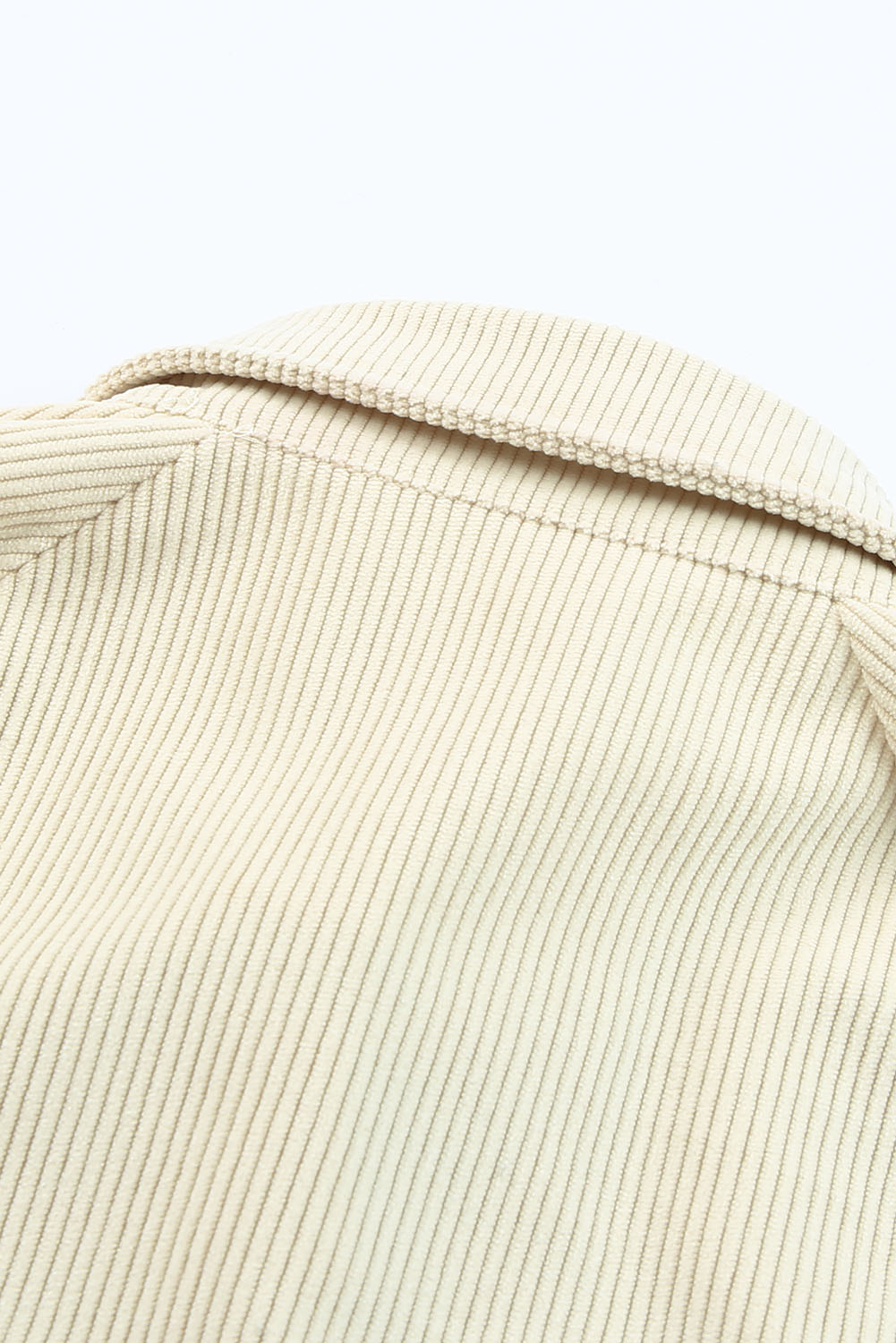 Women's Dress, Beige Corduroy, Long Sleeve, Mini Dress, Shirt Style, Casual, Daily Wear, Fall Fashion, Cozy and Warm, Timeless Design, Oversized Silhouette, Chic Look, Classic Clothing - Detail View 16