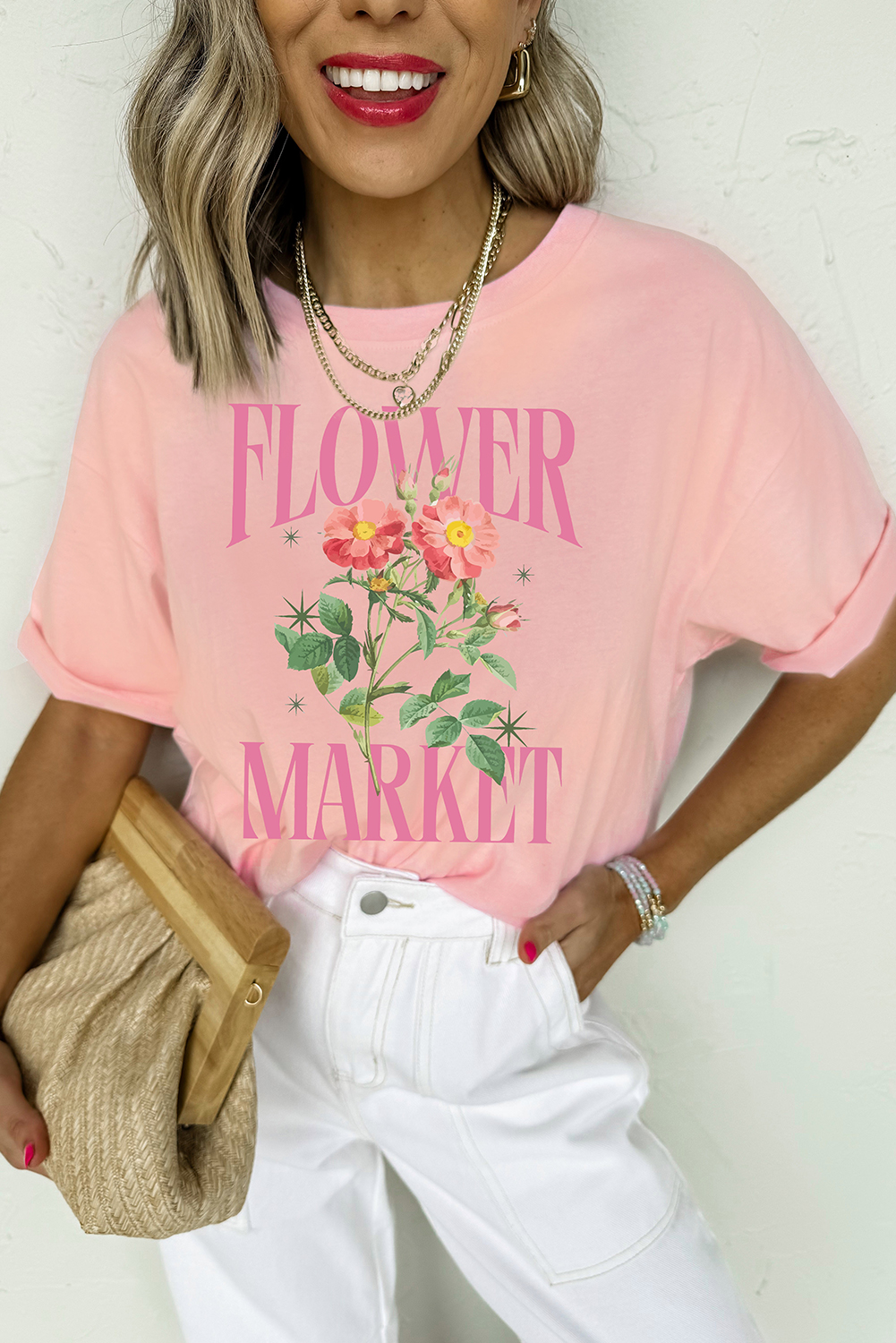 Vibrant Floral Print Graphic Tee with Relaxed Fit - Perfect for Daily Wear - Detail View 6