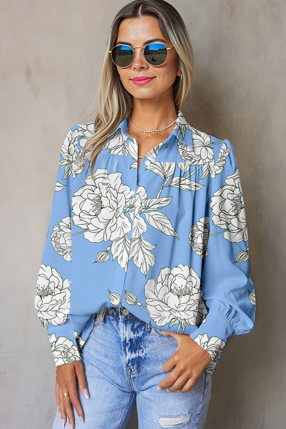 Chic Country Style Floral Shirt for Women - Perfect for Daily Wear in Spring - Detail View 3