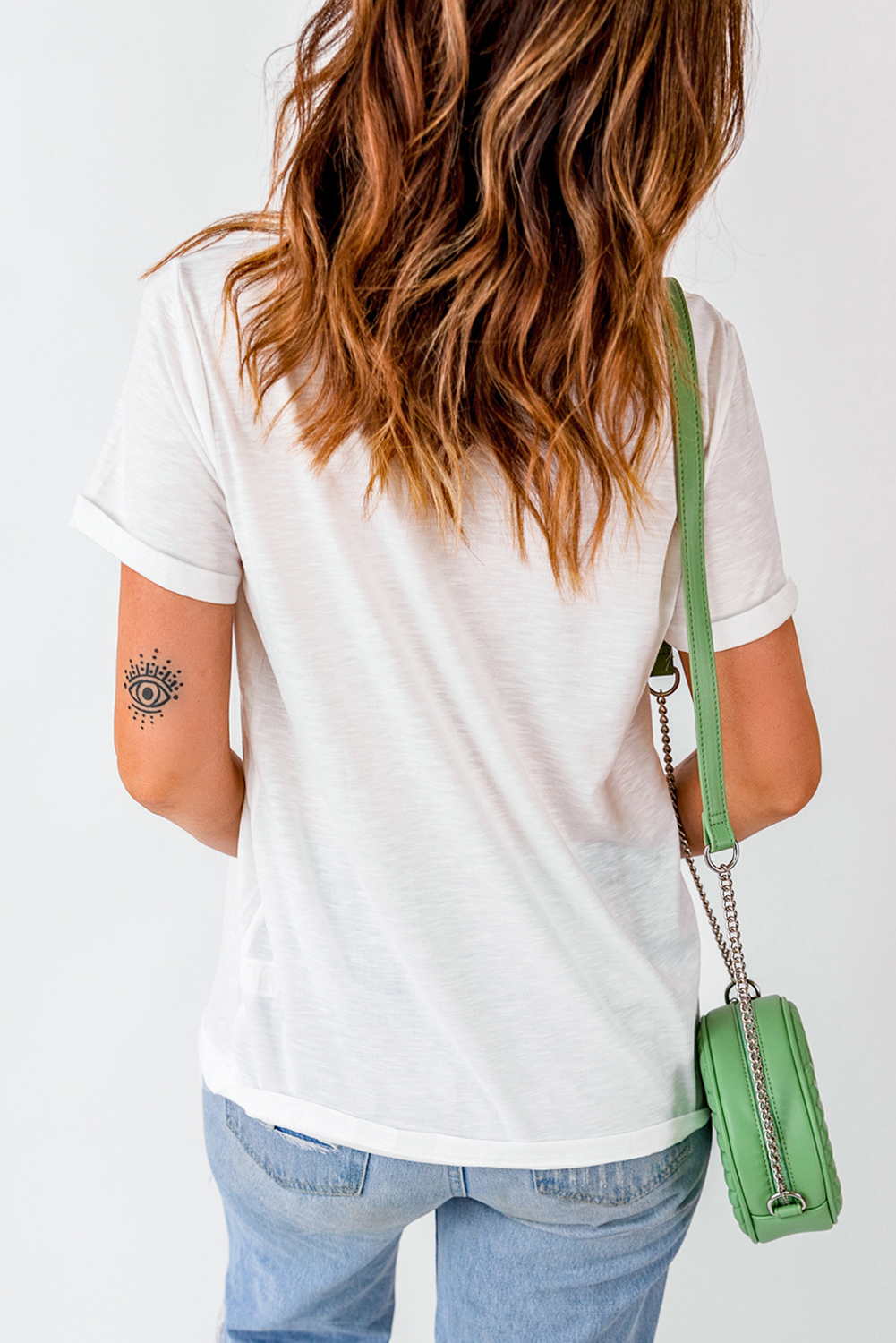 Women's Graphic Tee, White T-Shirt, Rodeo Graphic, Crewneck, Casual Style, Short Sleeve, Western Fashion, Daily Wear, Slogan Print, Comfortable, Versatile Top, Summer Fashion, Trendy T-Shirt, Easy to Style - Detail View 8