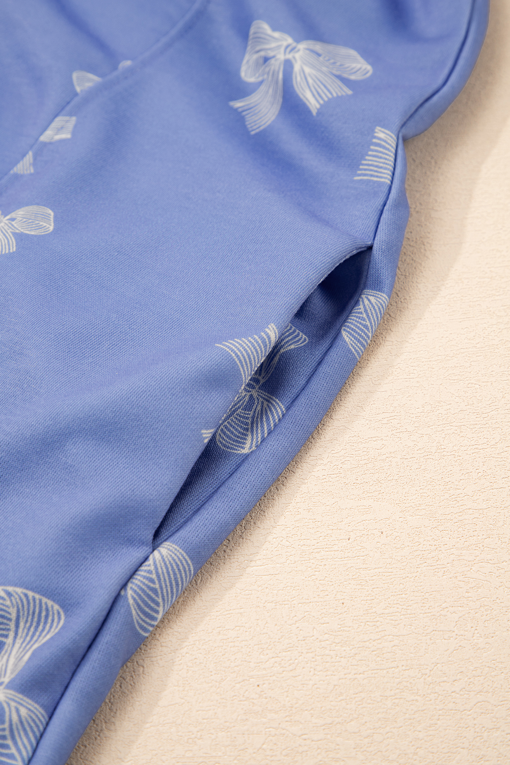 Women's Sky Blue Ruffled Sleeve Shift Mini Dress with Charming Bow Knot Print - Detail View 13
