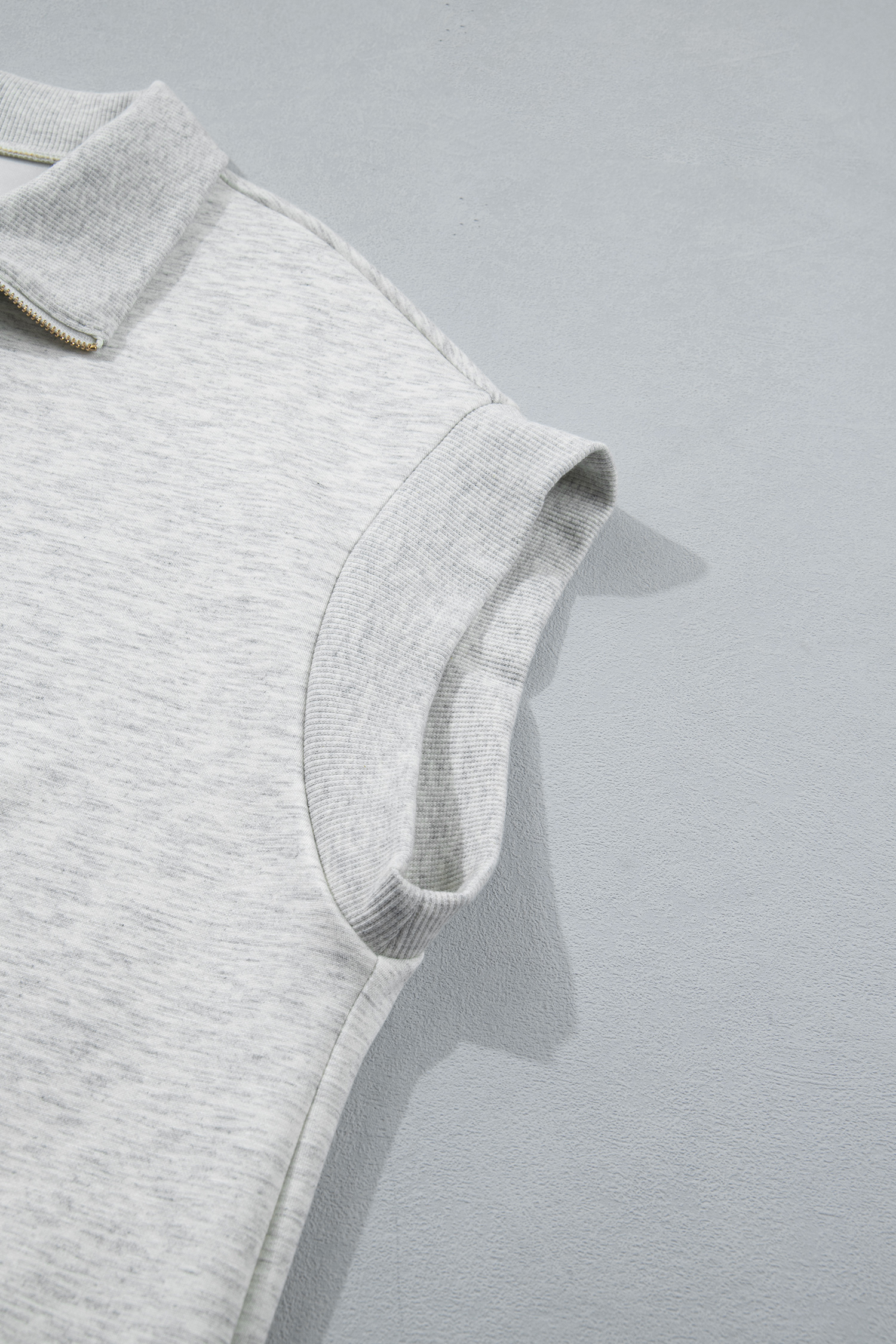 Women's 2-Piece Half-Zip Polo and Pants Set – Light Grey Casual Summer Outfit - Detail View 13