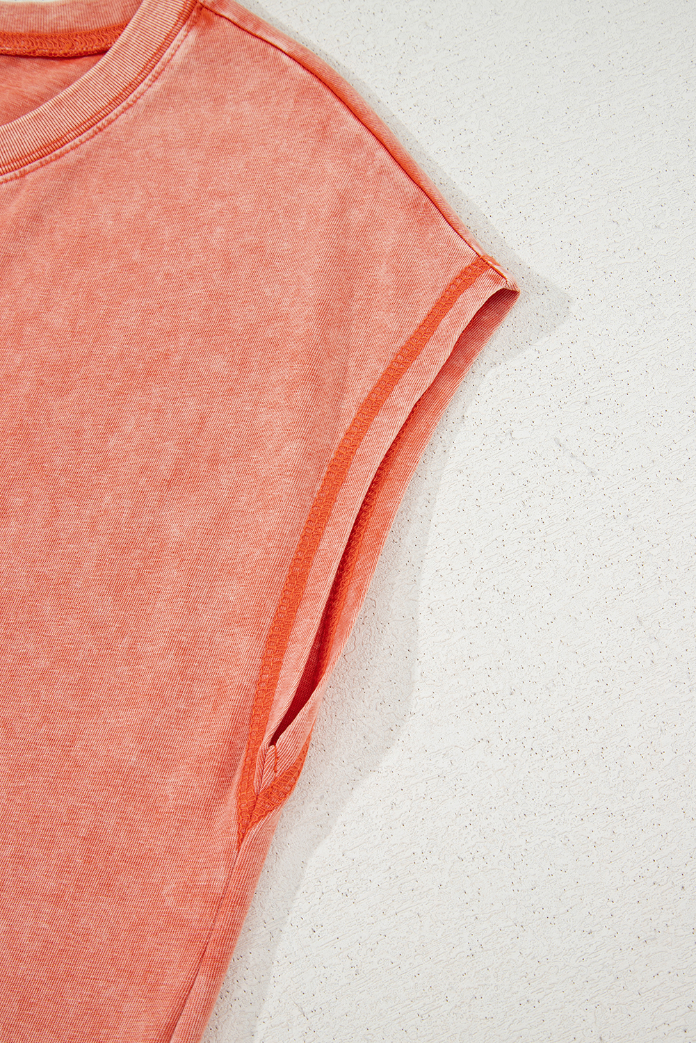 Chic Casual Carrot T-Shirt Dress - Sleeveless with Pocket and Split Details - Detail View 10