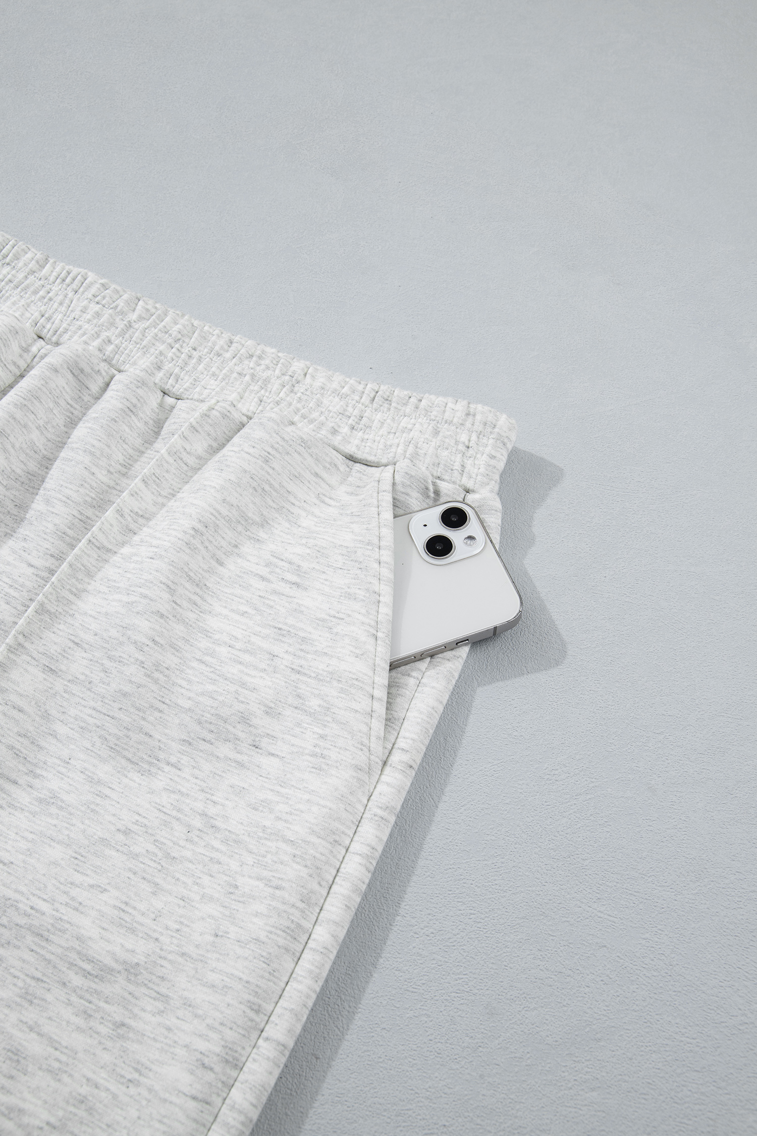 Women's 2-Piece Half-Zip Polo and Pants Set – Light Grey Casual Summer Outfit - Detail View 7