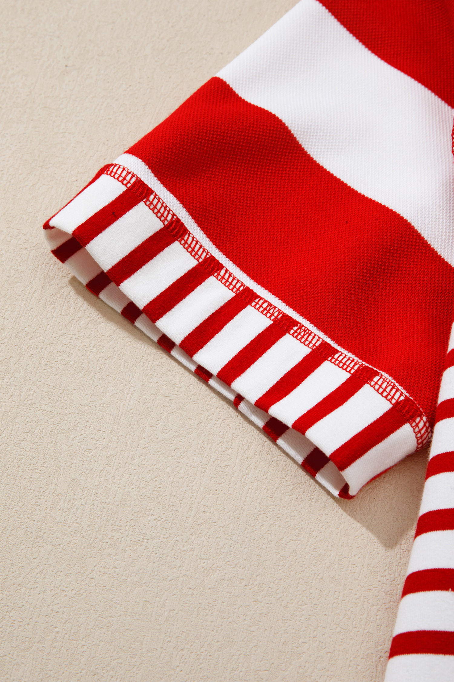 Women's Red Striped Patriotic Top – Sequin Bow Half Sleeve Shirt, Casual Independence Day Outfit - Detail View 7