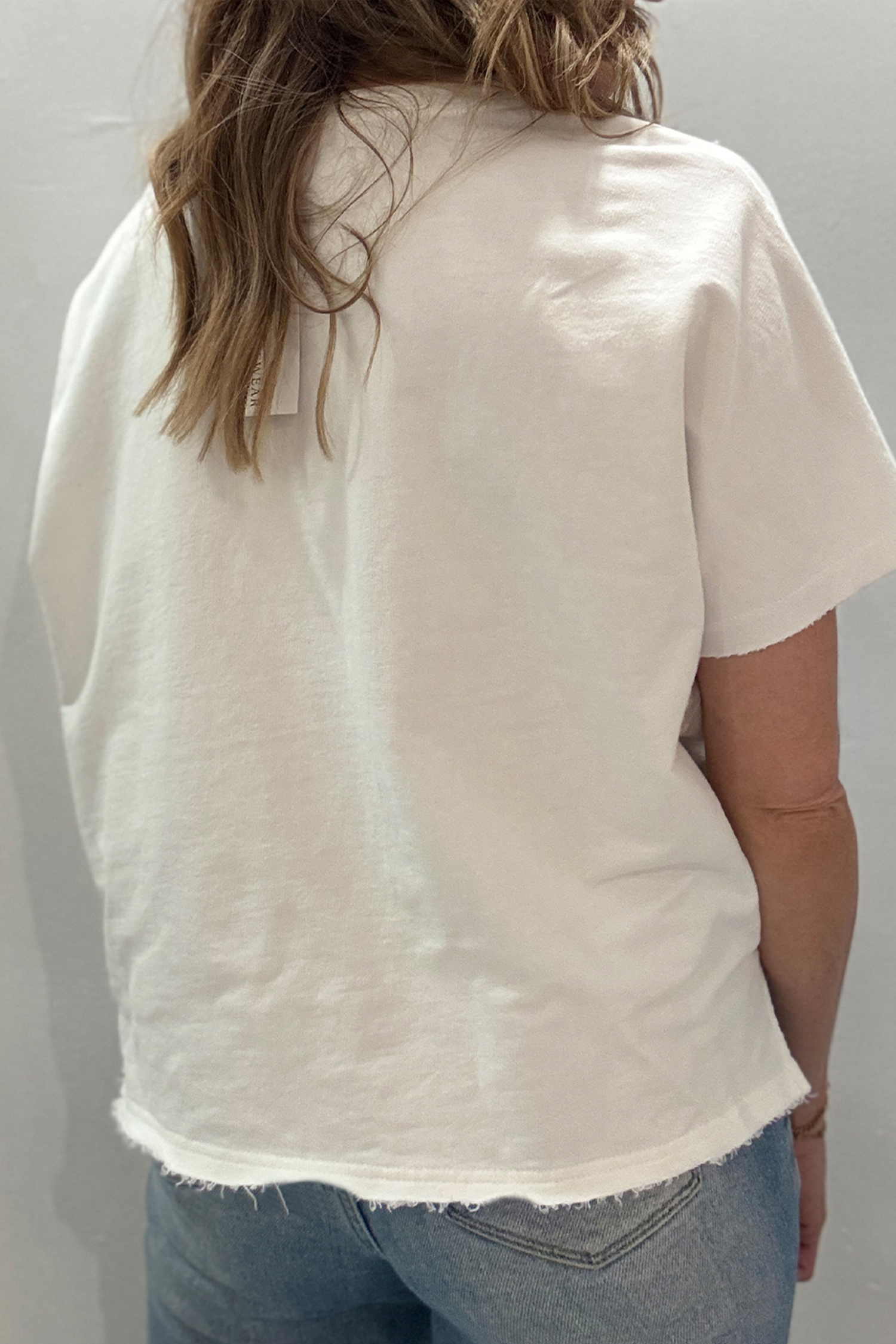 Patriotic Star Print V-Neck T-Shirt – Women's Casual Mineral Washed Shift Top - Detail View 2