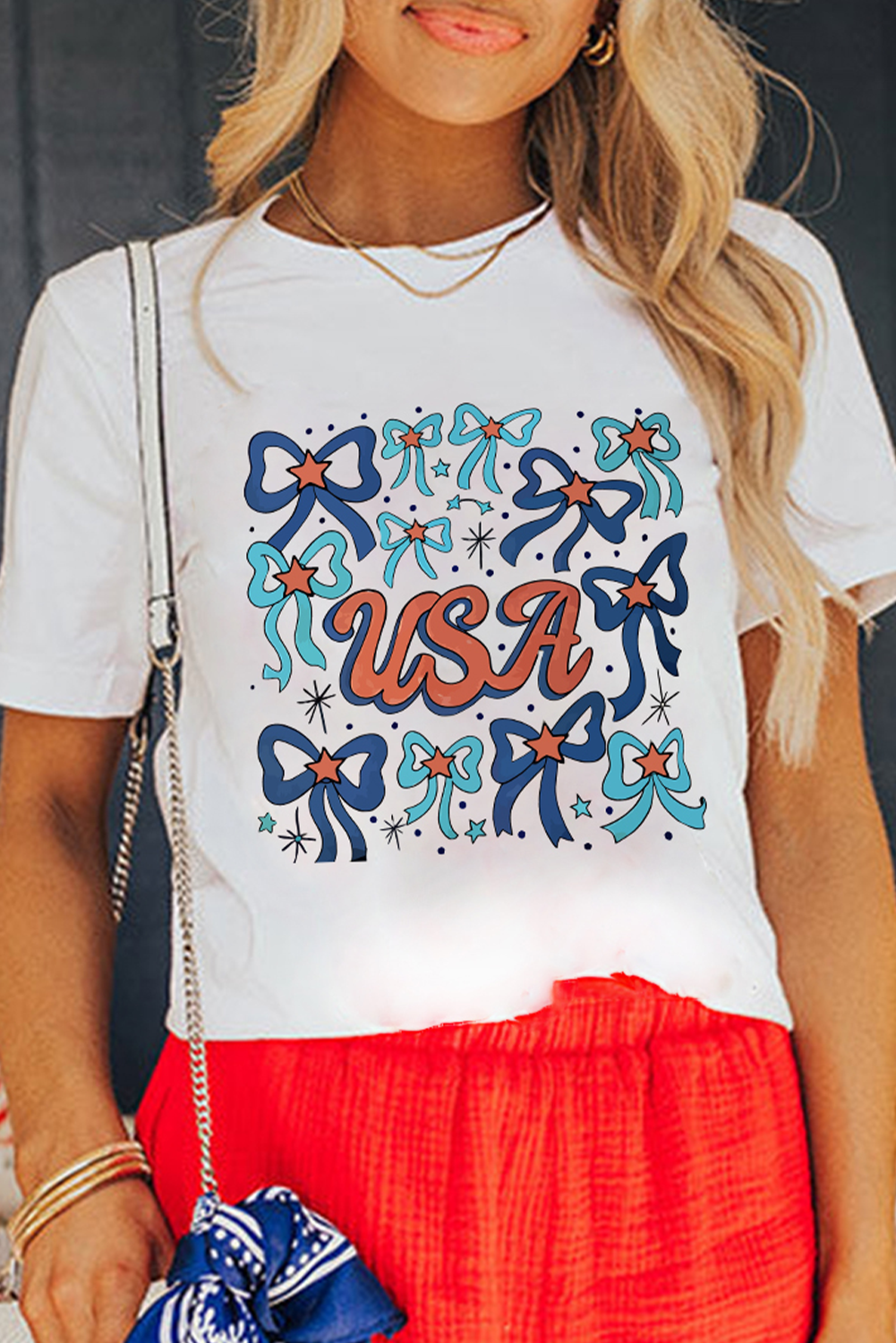 Soft Lightweight Women's Round Neck Tee with Cuffed Sleeves - Perfect for Daily Wear - Detail View 3