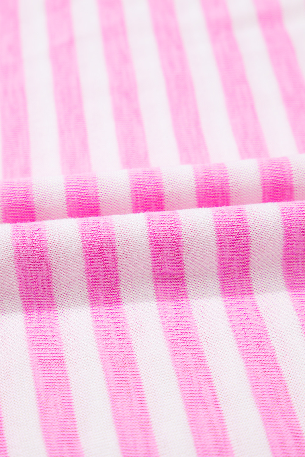 Women's Bonbon Striped V Neck Top with Ruffle Short Sleeves - Detail View 9