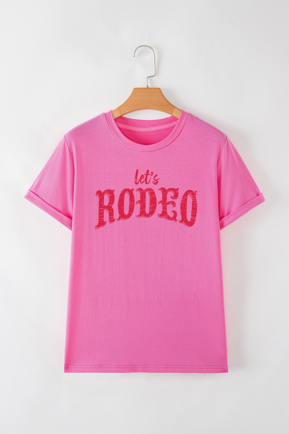 Stylish and Comfortable Women's Rose Red Graphic T-Shirt with Cuffed Sleeves - Perfect for Summer - Detail View 7