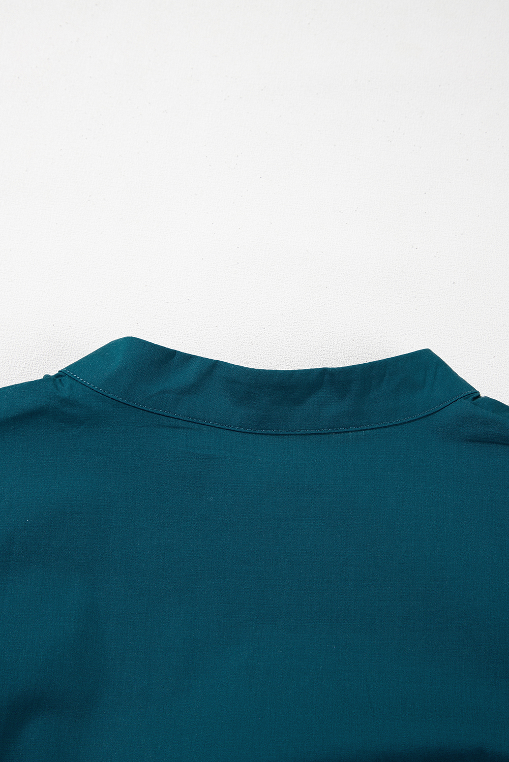 Women's Mini Dress, Blue Sapphire, Colorblock Design, Split V Neck, Puff Sleeve, Casual Style, Summer Dress, Feminine Look, Playful Vibe, Shift Silhouette, Short Length, Cotton Fabric, Daily Wear, Modern Fashion - Detail View 8