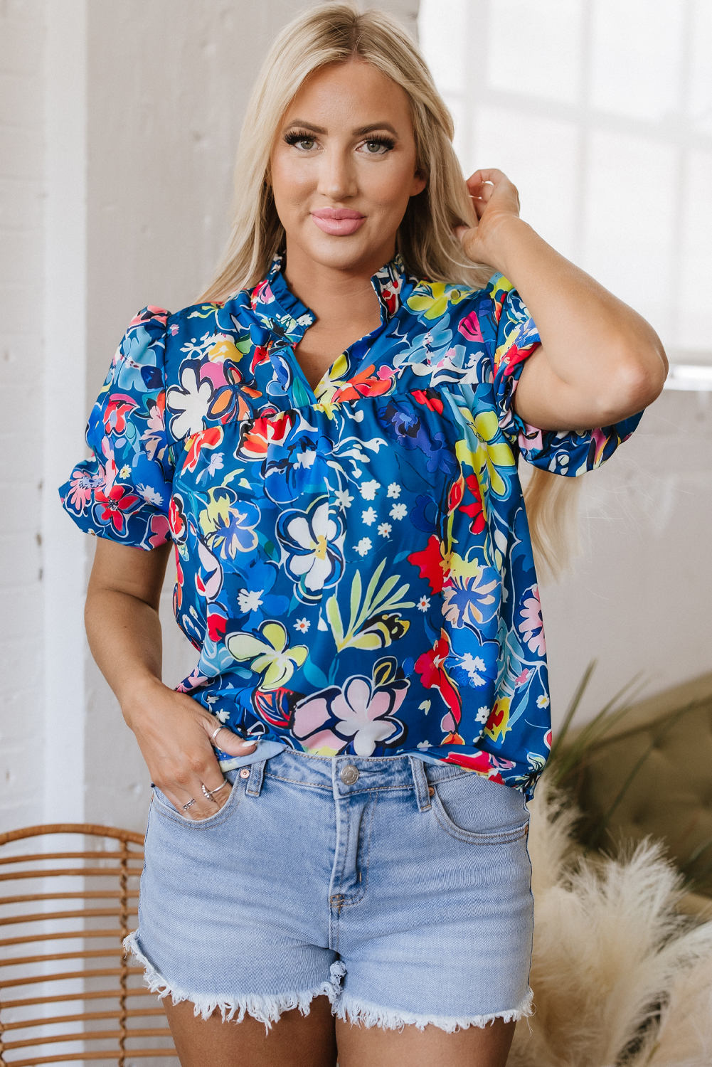 Stylish Loose Fit Floral Blouse for Daily Wear - Perfect for Summer Outings - Detail View 3