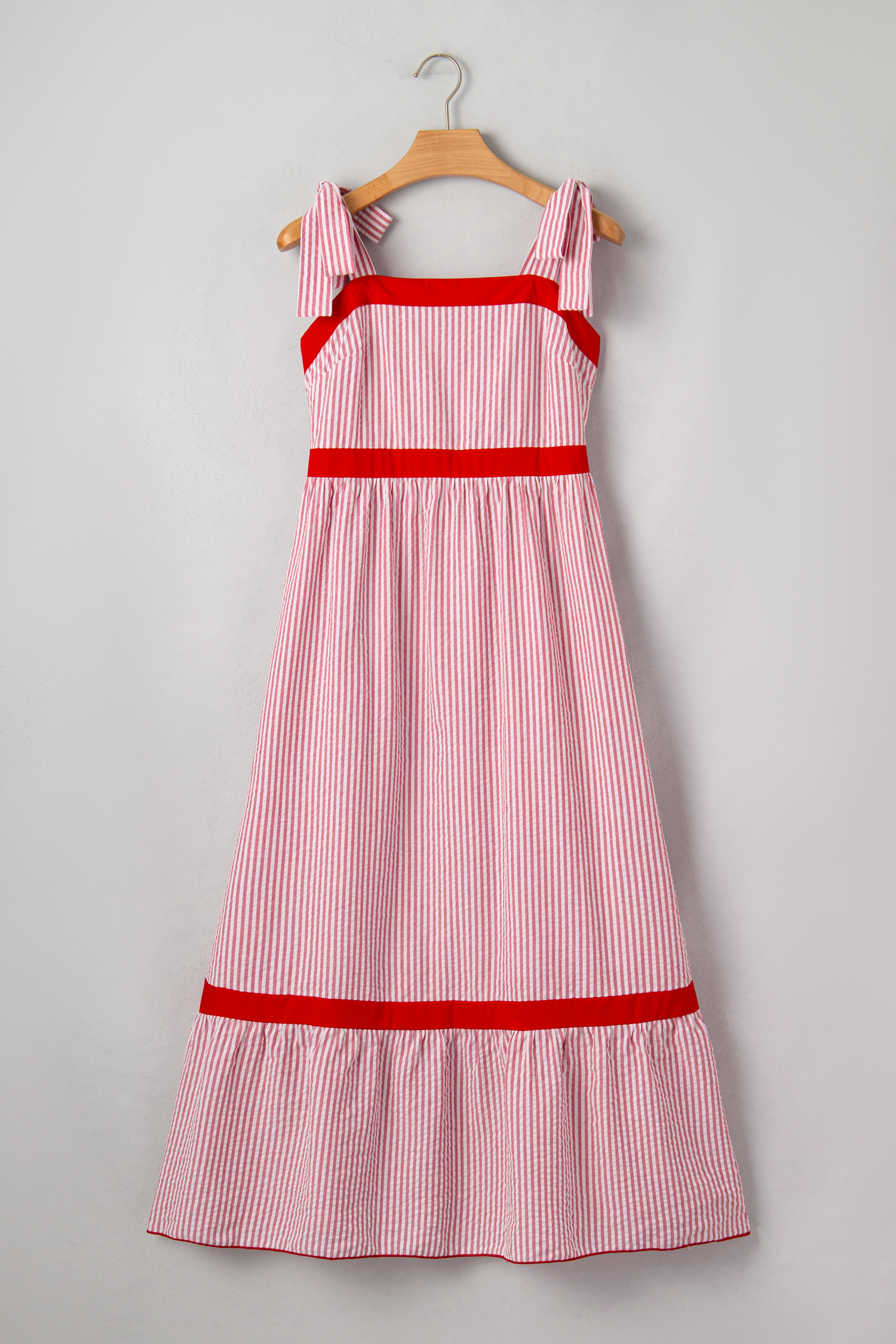 Southern Belle Style Striped Maxi Dress – Sleeveless Ruffle Hem Dress for Summer Daily Wear - Detail View 5