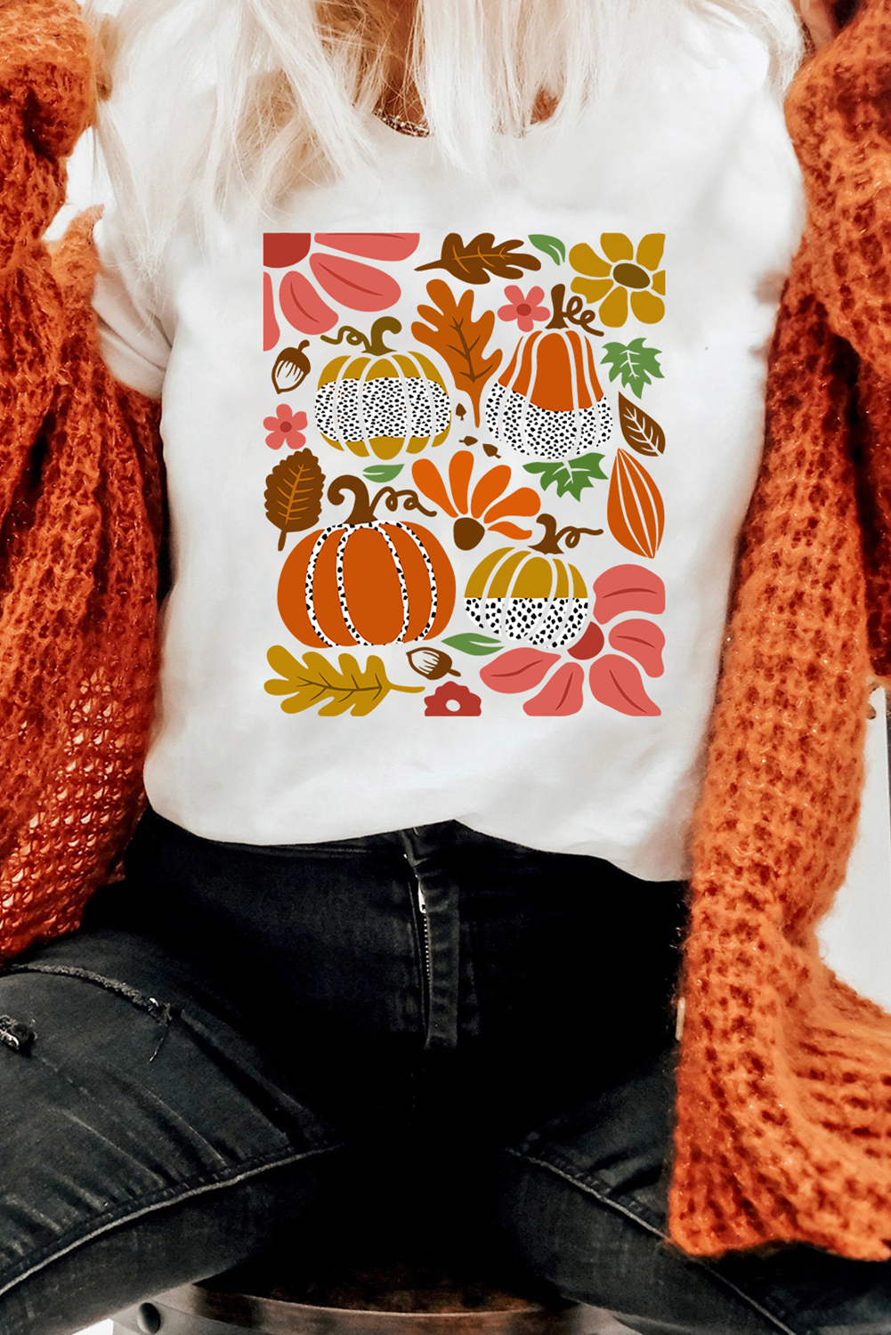 Stylish Short Sleeve Round Neck Tee - Perfect for Fall Casual Outfits - Detail View 7