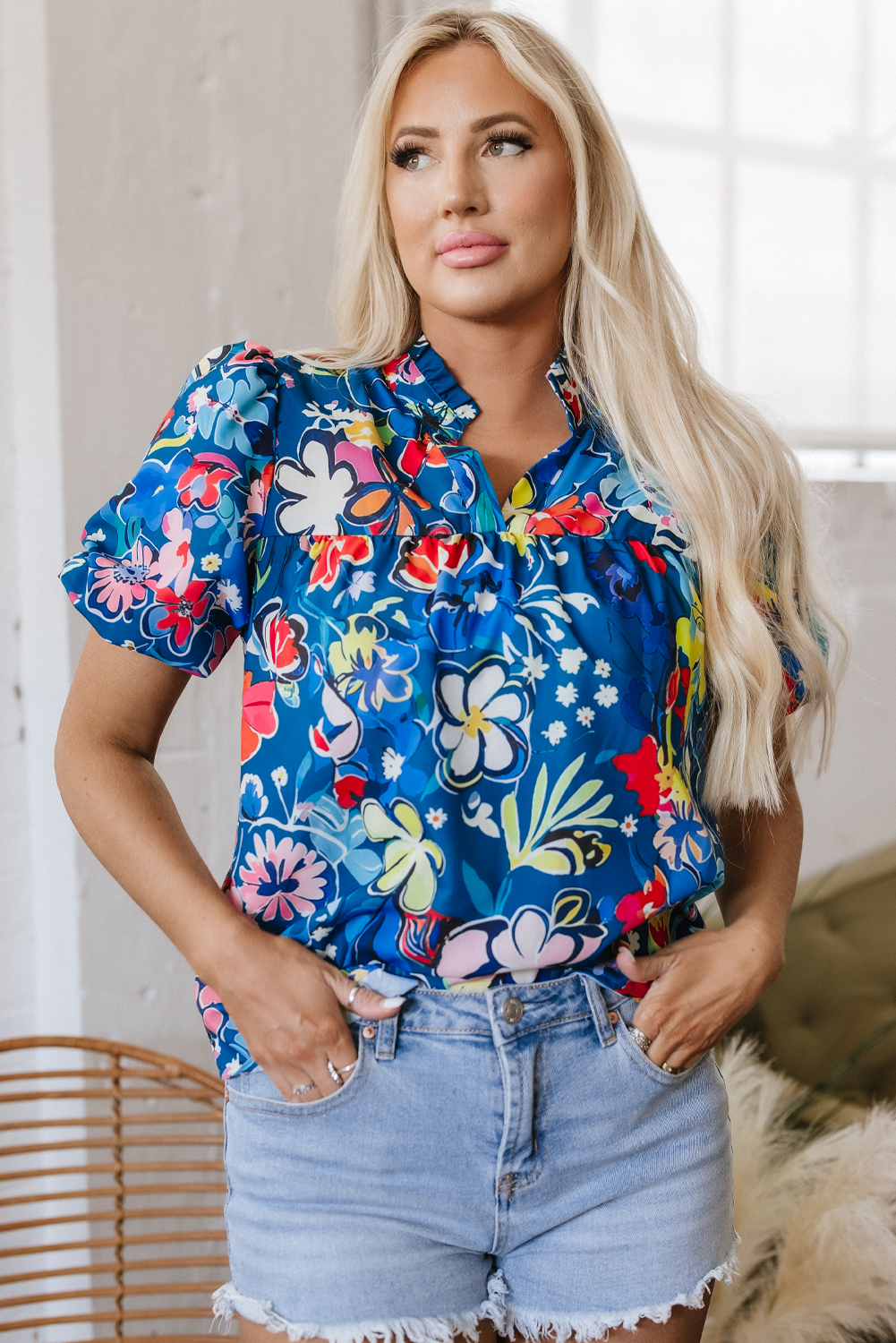 Stylish Loose Fit Floral Blouse for Daily Wear - Perfect for Summer Outings - Detail View 7
