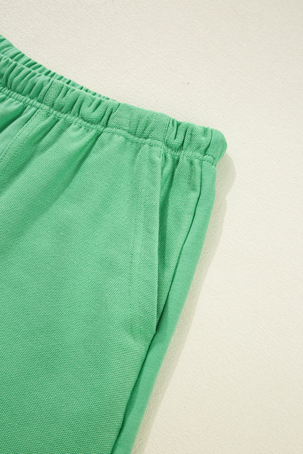 Stylish Women's Plus Size Mint Green Casual Set - V Neck Tee and Drawstring Shorts - Detail View 10