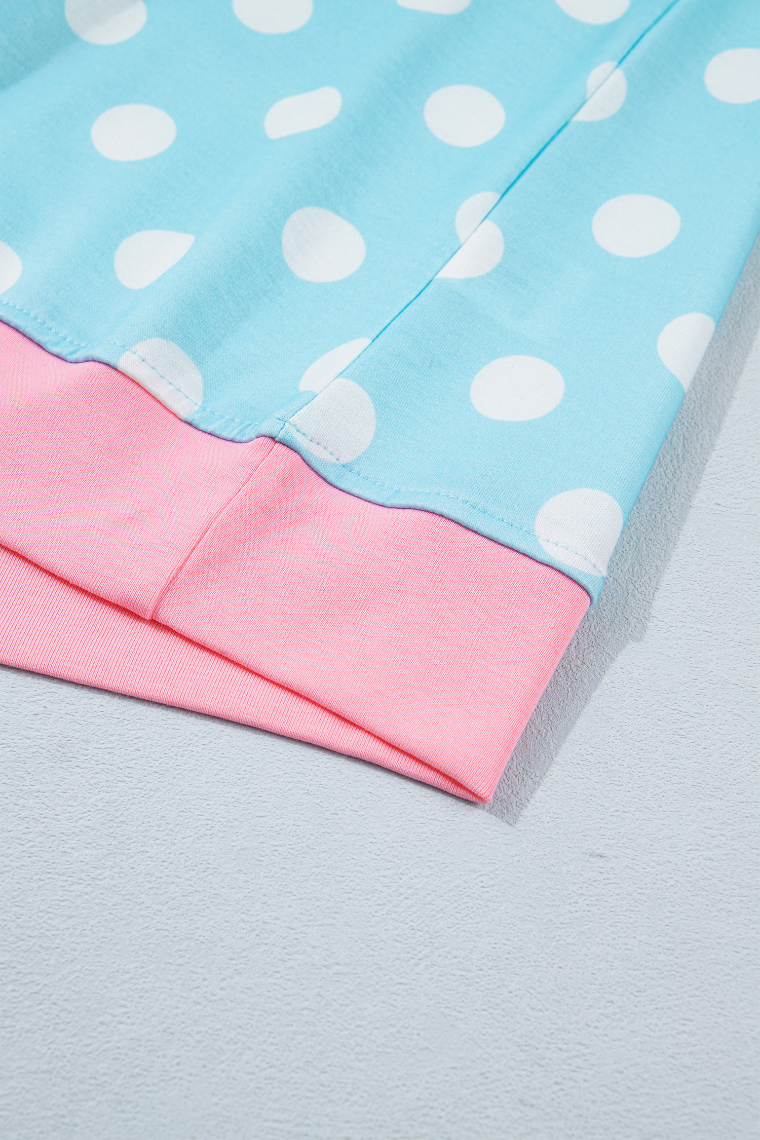 Women's Polka Dot Active Short Set – Sky Blue Color Block Trim Two-Piece Casual Wear - Detail View 8