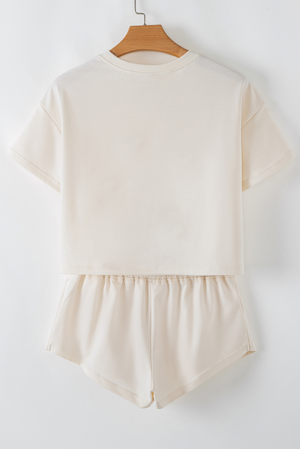 Women's Beige Bold Leopard Bow Print Loose Tee and Skort 2-Piece Set - Detail View 5