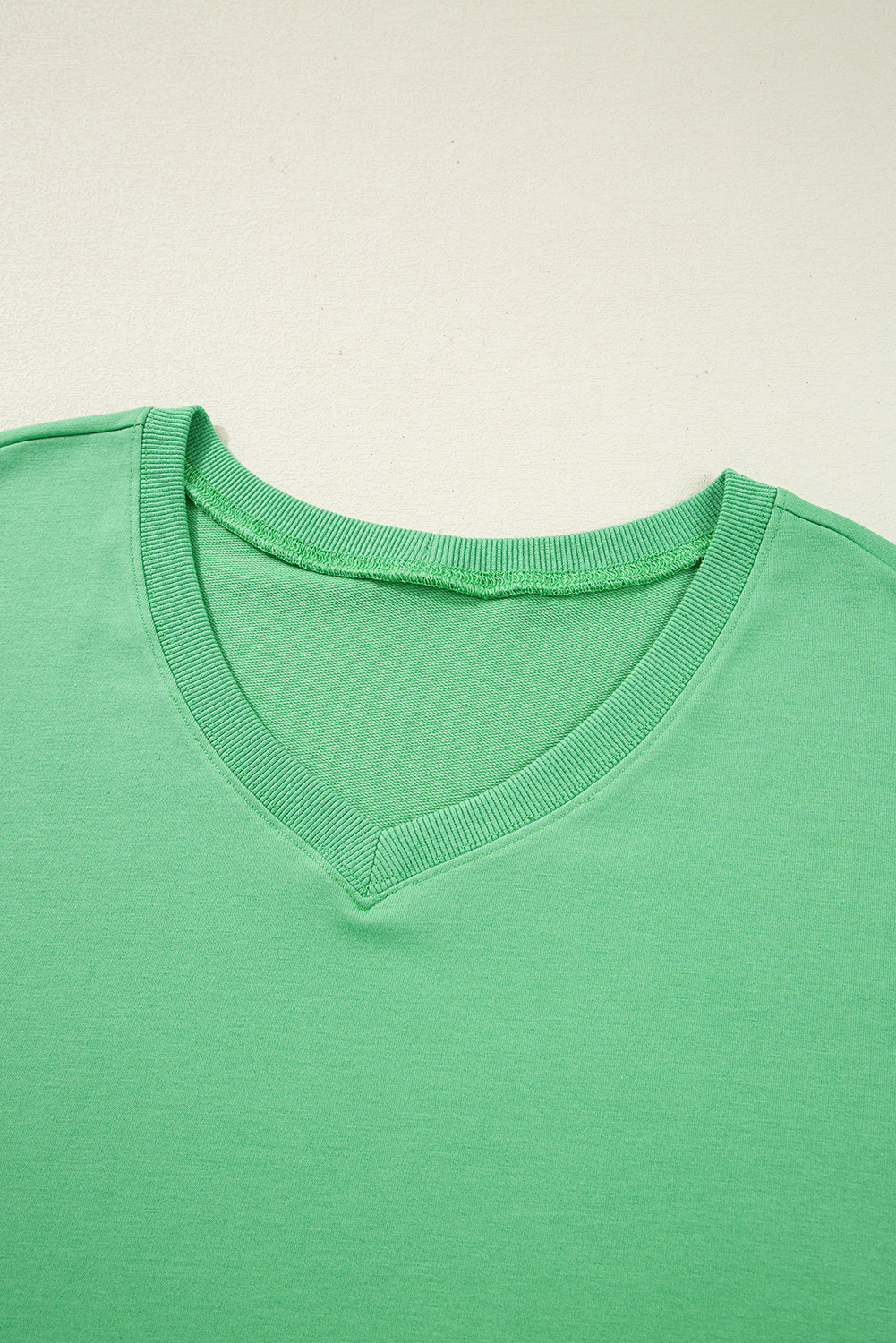 Stylish Women's Plus Size Mint Green Casual Set - V Neck Tee and Drawstring Shorts - Detail View 6