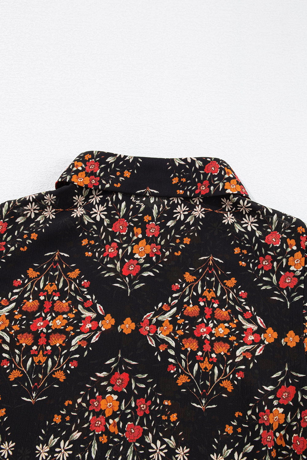 Elegant Black Puff Sleeve Shirt for Daily Wear - Relaxed Fit and Rounded Hemline - Detail View 7