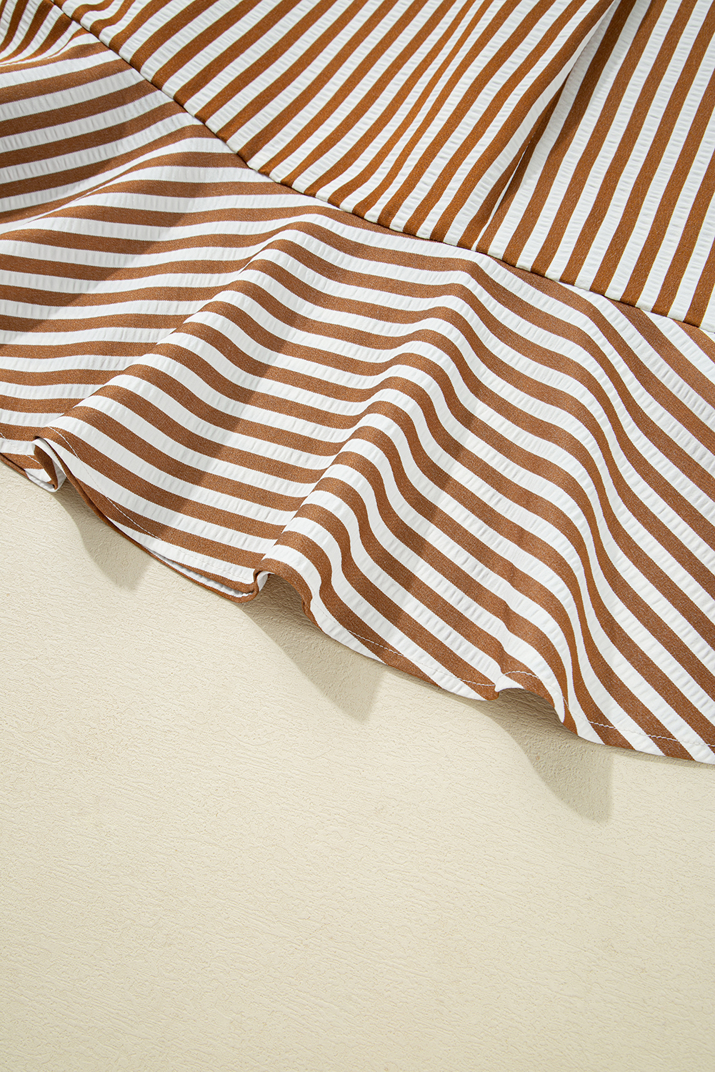 Elegant Collared Shirt Dress with Vertical Stripes - Perfect for Work and Casual Outings - Detail View 11