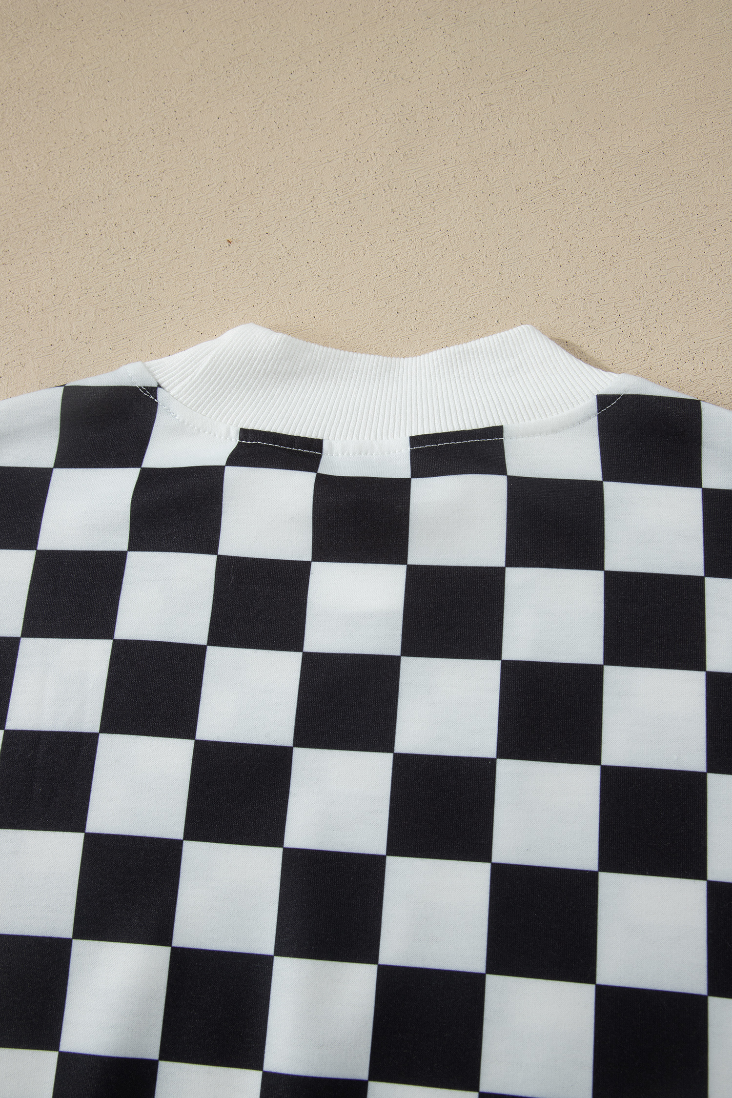 Casual Summer Two-Piece Set for Women – Black Checkered Mock Neck Top and Shorts, Trendy Daily Wear - Detail View 9