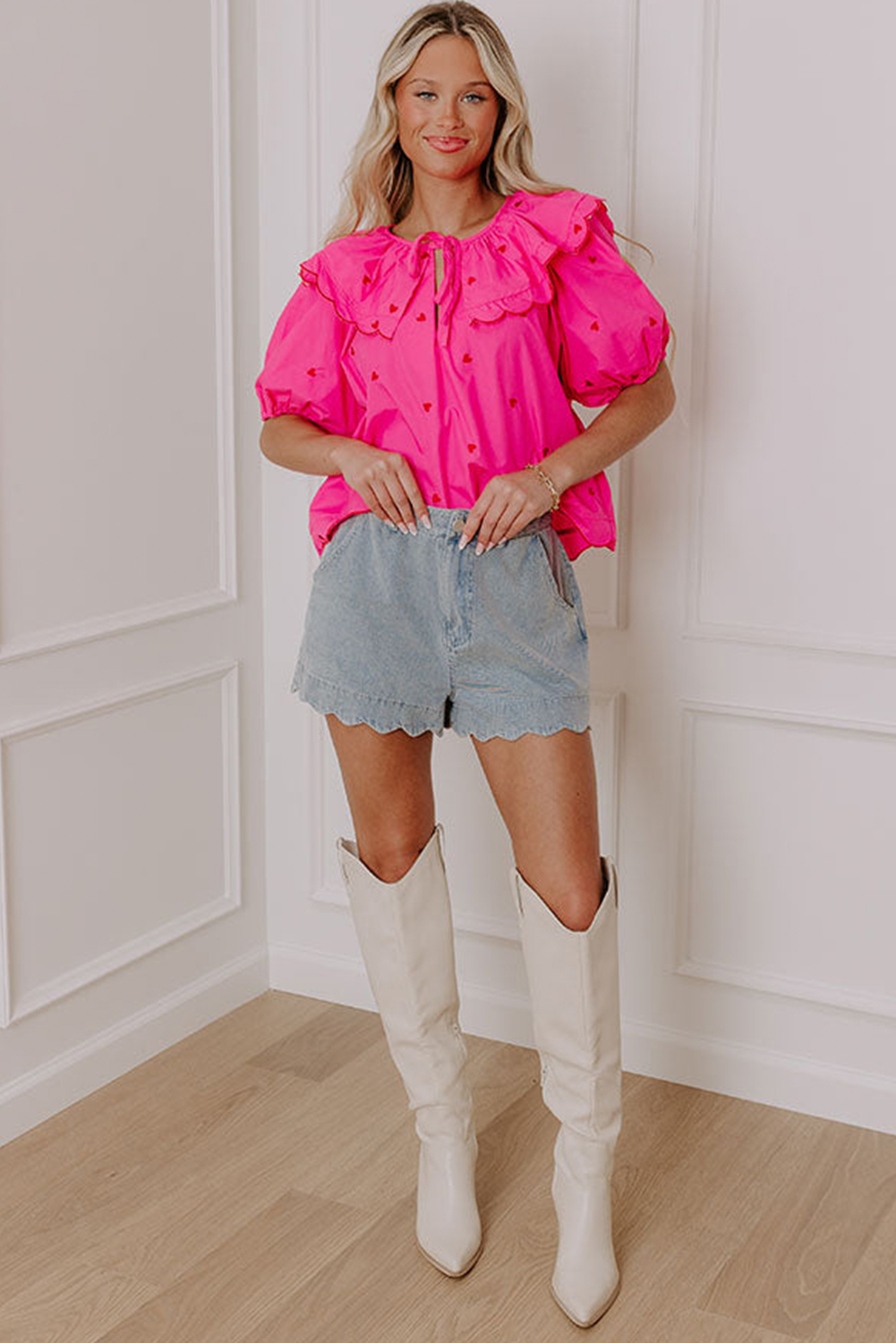 Stylish and Flattering Dusk Blue Acid Wash Denim Shorts for Women - High Waist Design - Detail View 6