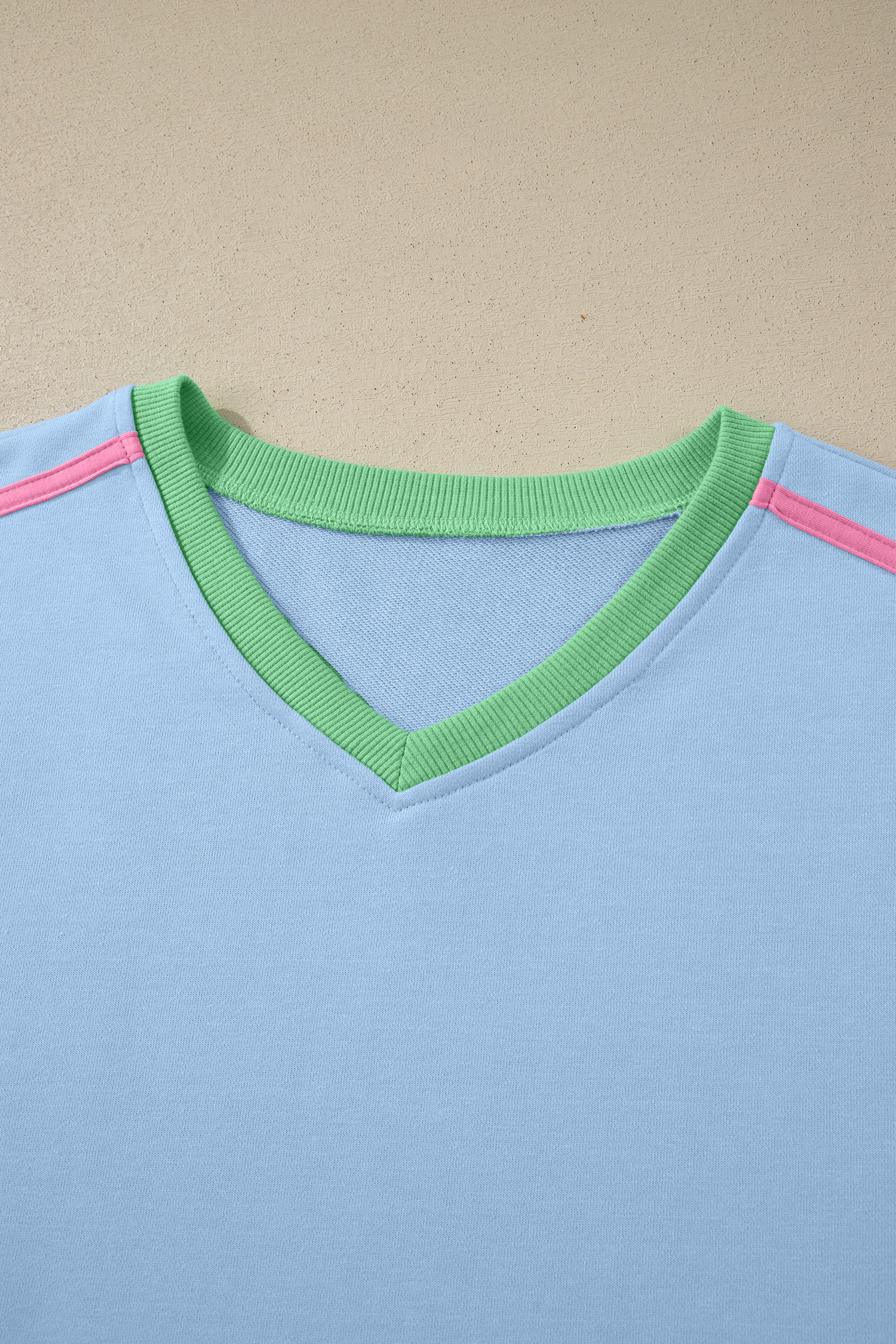 Women's Sky Blue Athleisure Set – Ribbed V-Neck Pullover & High Waist Mini Skort for Sporty Daily Wear - Detail View 7